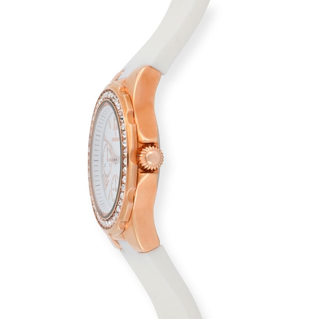 Women's Rose Gold Wrist Watch with Crystal Bezel