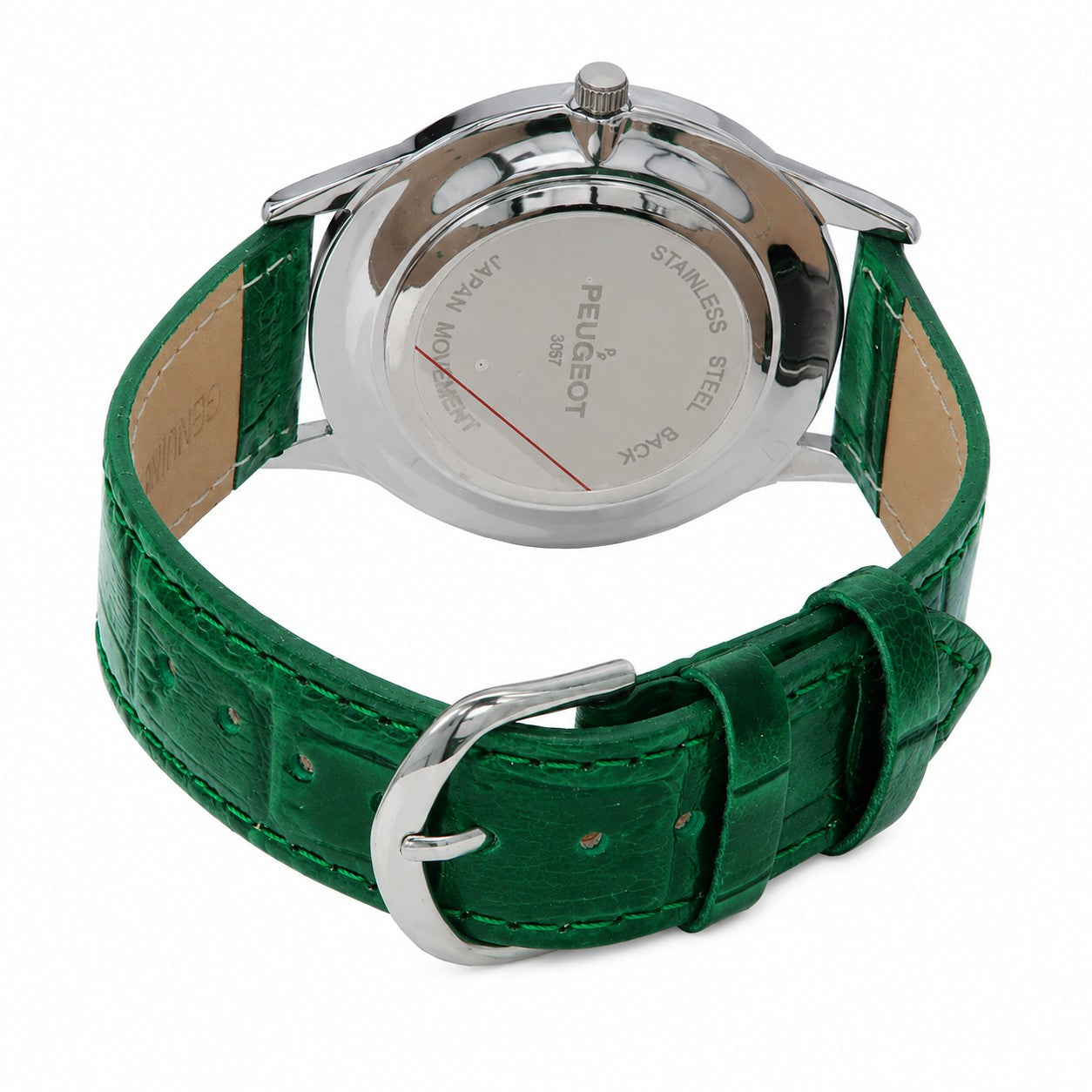 Women's 40mm Large Face Watch with Bold Arabic Numerals and Green Leather Band