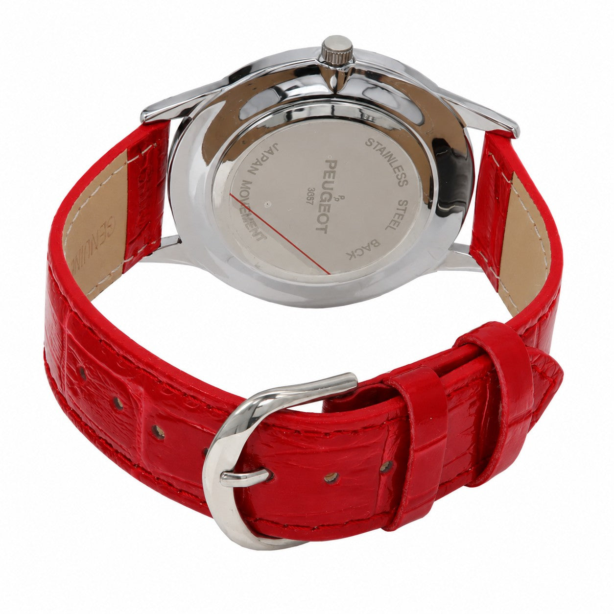 Women's 40mm Large Face Watch with Bold Arabic Numerals and Red Leather Band
