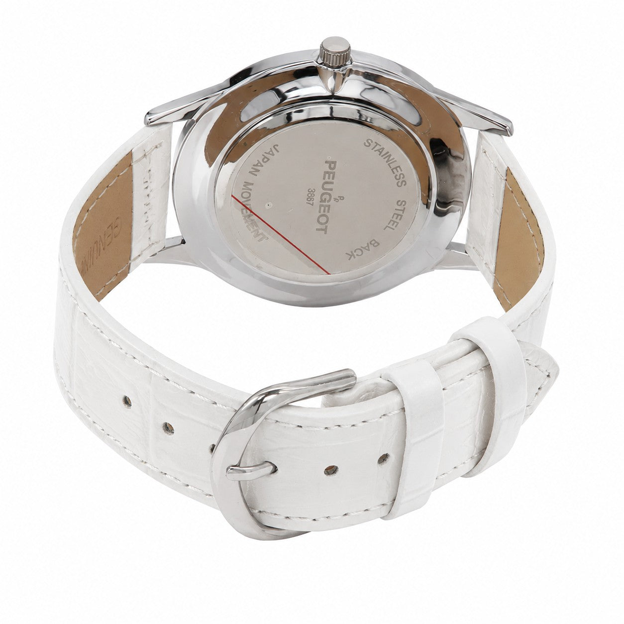 Women's 40mm Large Face Watch with Bold Arabic Numerals and White Leather Band