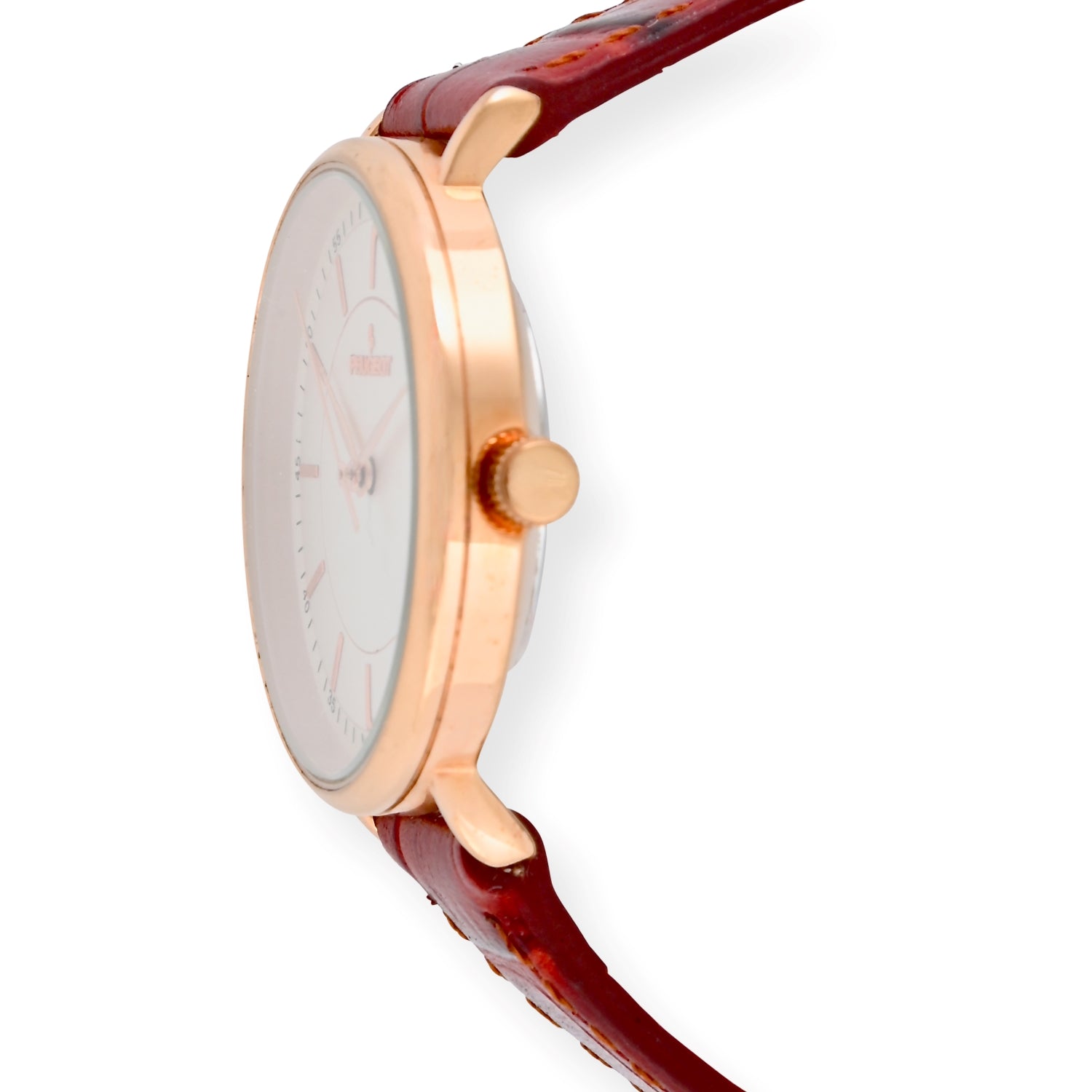 Women's 30mm Rose Gold Case Watch with Brown Genuine Leather Band