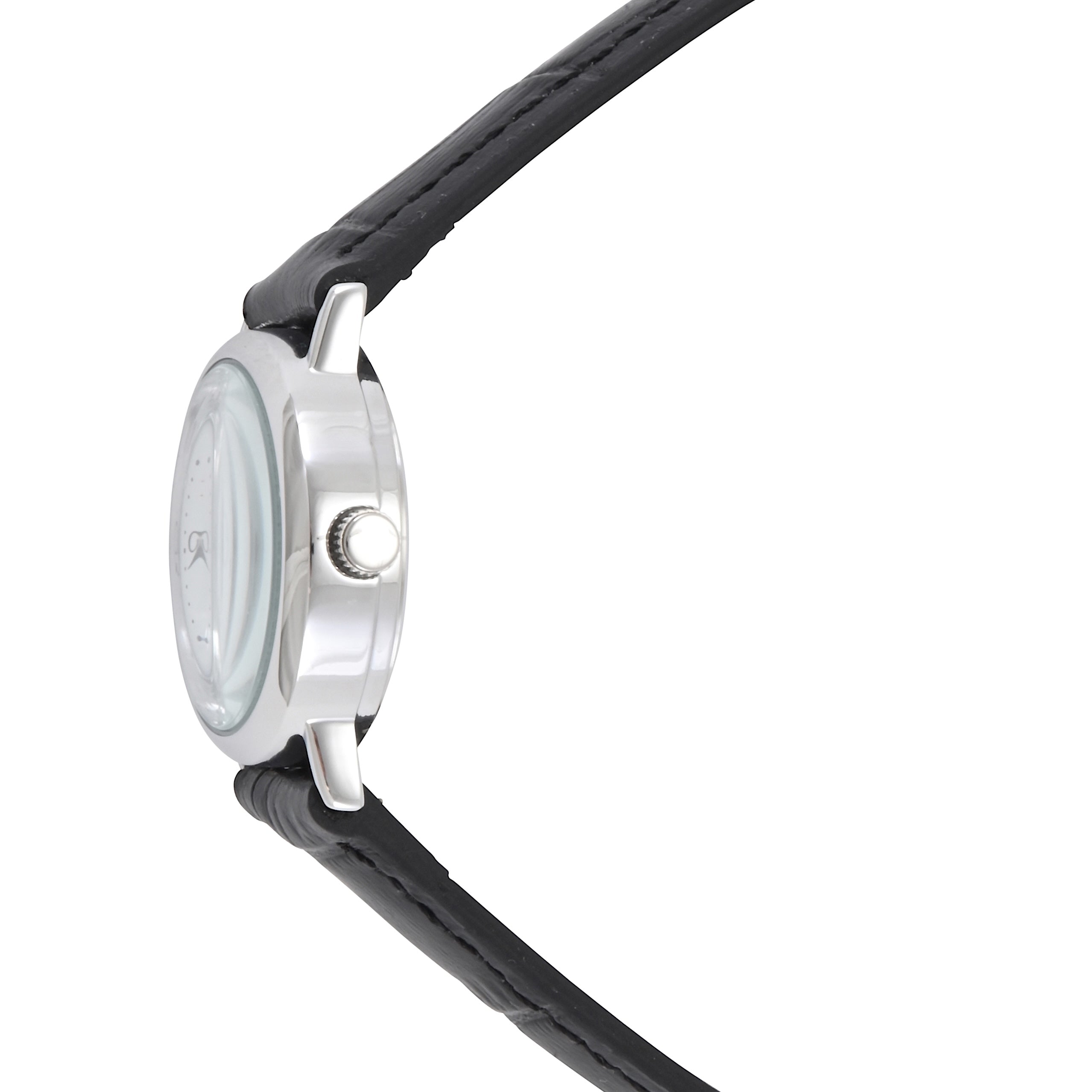 Womens Small Face Easy Read Minimalist Black Leather Strap Watch