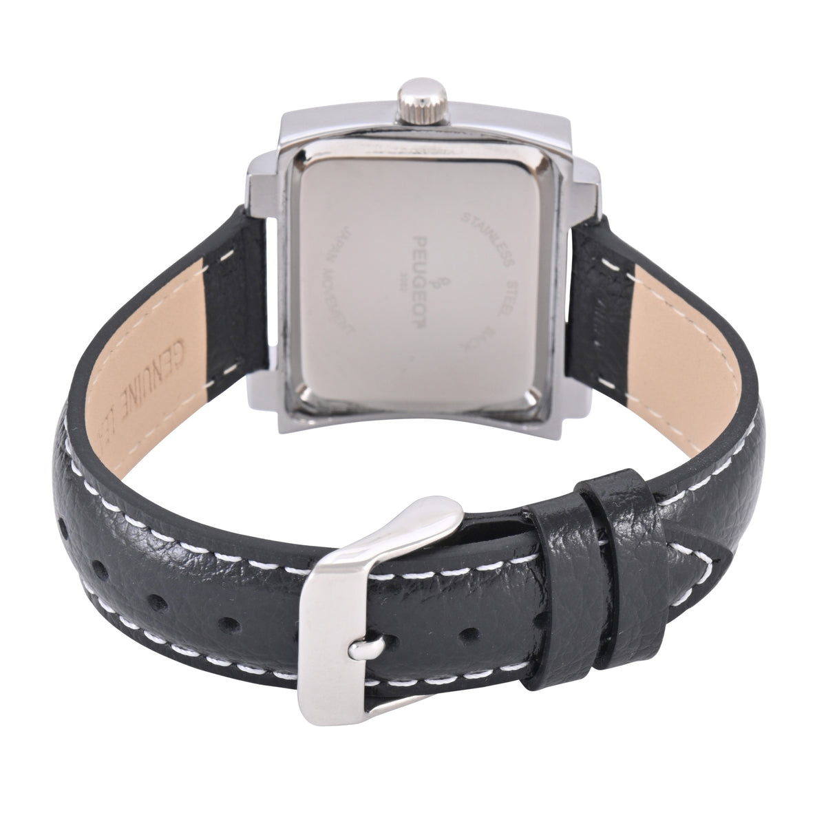 Women's Rectangular 28x35mm Easy Read Watch with Black Leather Band