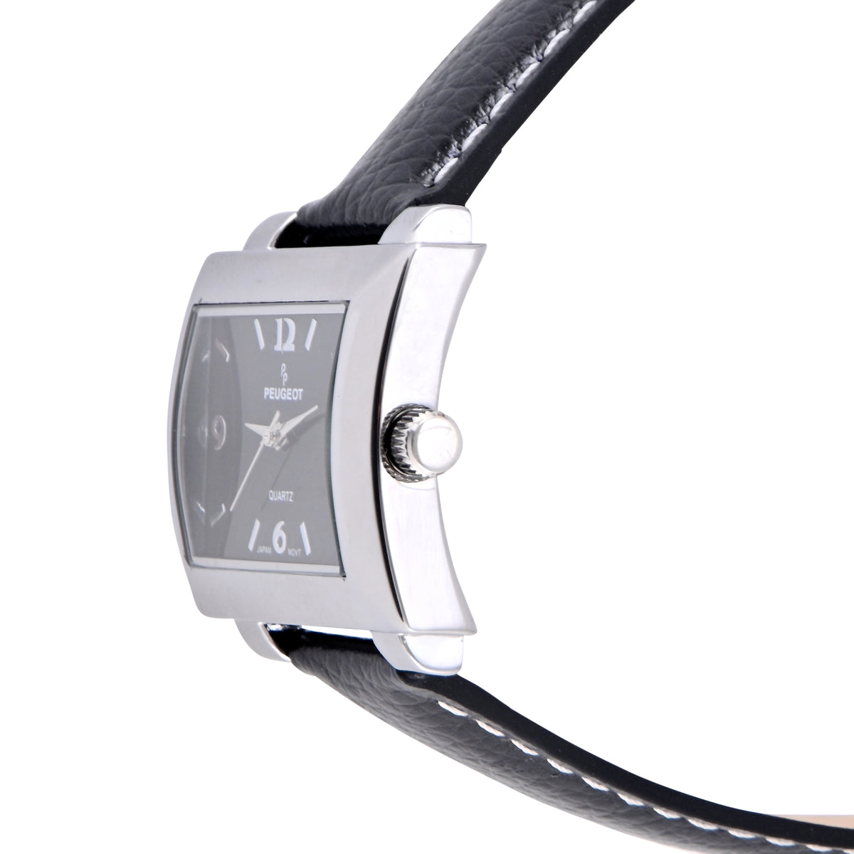 Women's Rectangular 28x35mm Easy Read Watch with Black Leather Band
