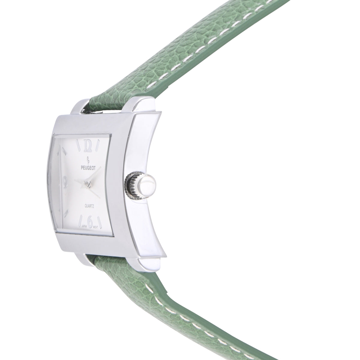 Women's Rectangular 28x35mm Easy Read Watch with Green Leather Band
