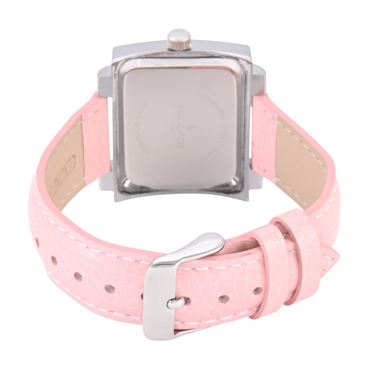 Women's Rectangular 28x35mm Easy Read Watch with Pink Leather Band