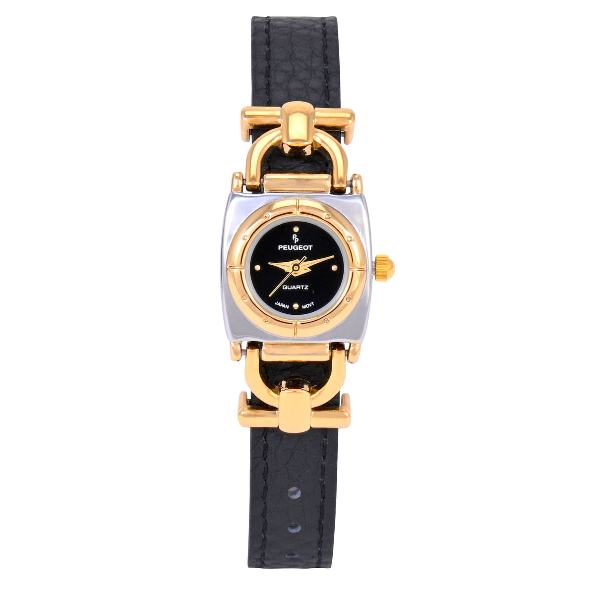 Women’s Two-Tone 20MM Horsebit Watch with Slide-Through Black Leather Band