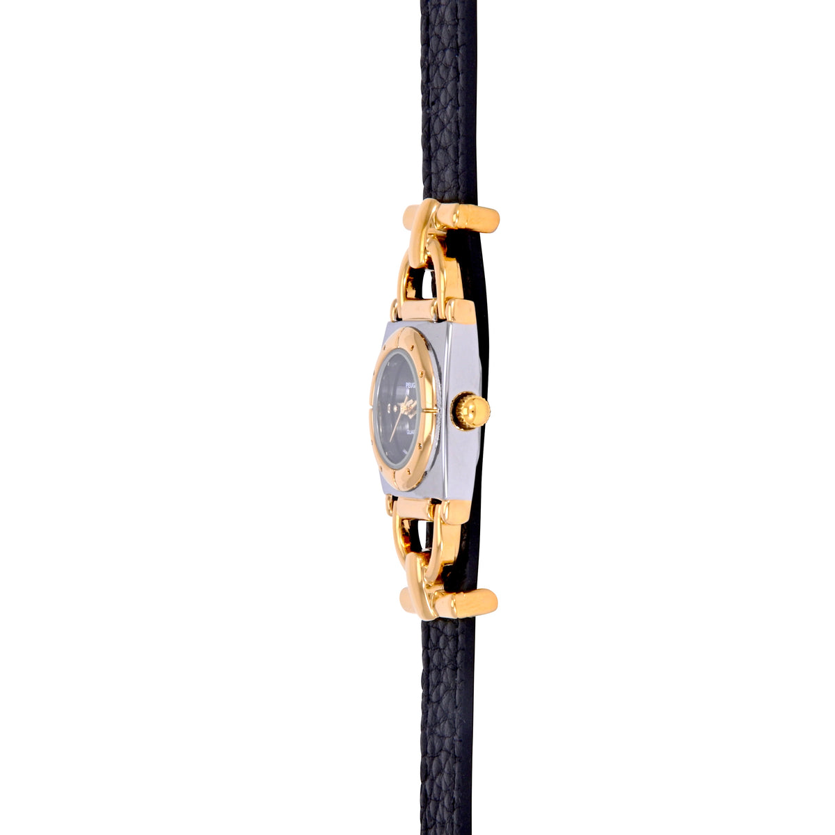 Women’s Two-Tone 20MM Horsebit Watch with Slide-Through Black Leather Band