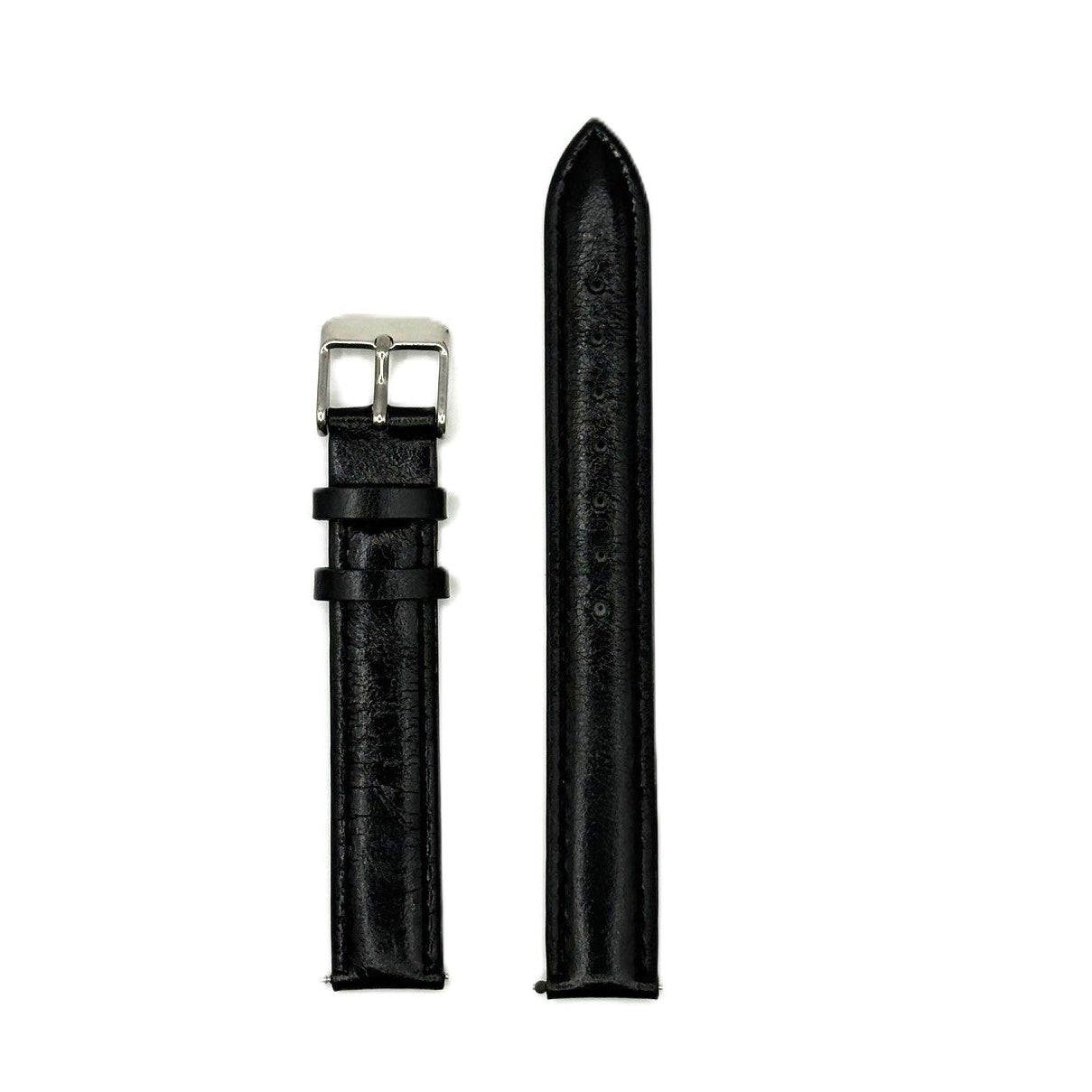 Women's Black Smooth Leather Strap- Silver Buckle | 14MM