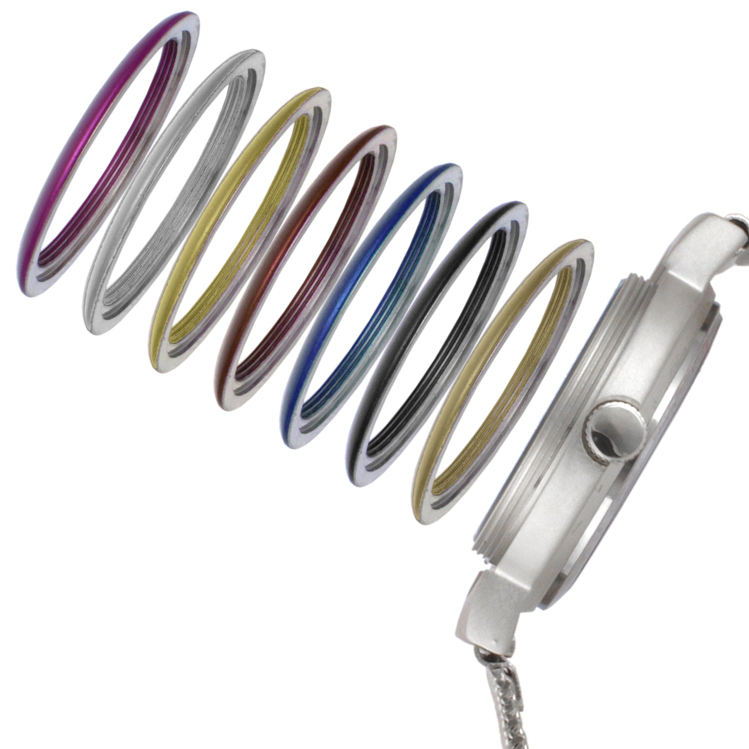 Women's Silver Watch Gift Set with 7 Changeable Bezels