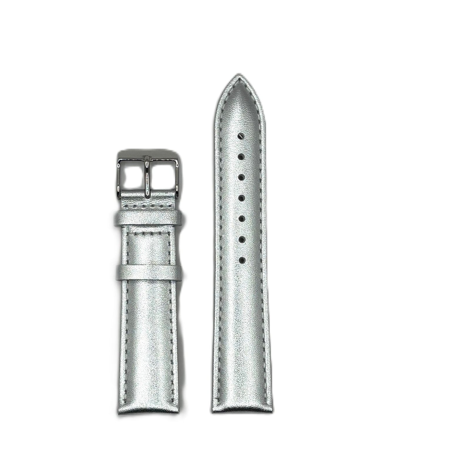 Women's Silver Smooth Leather Strap- Silver Buckle | 20MM
