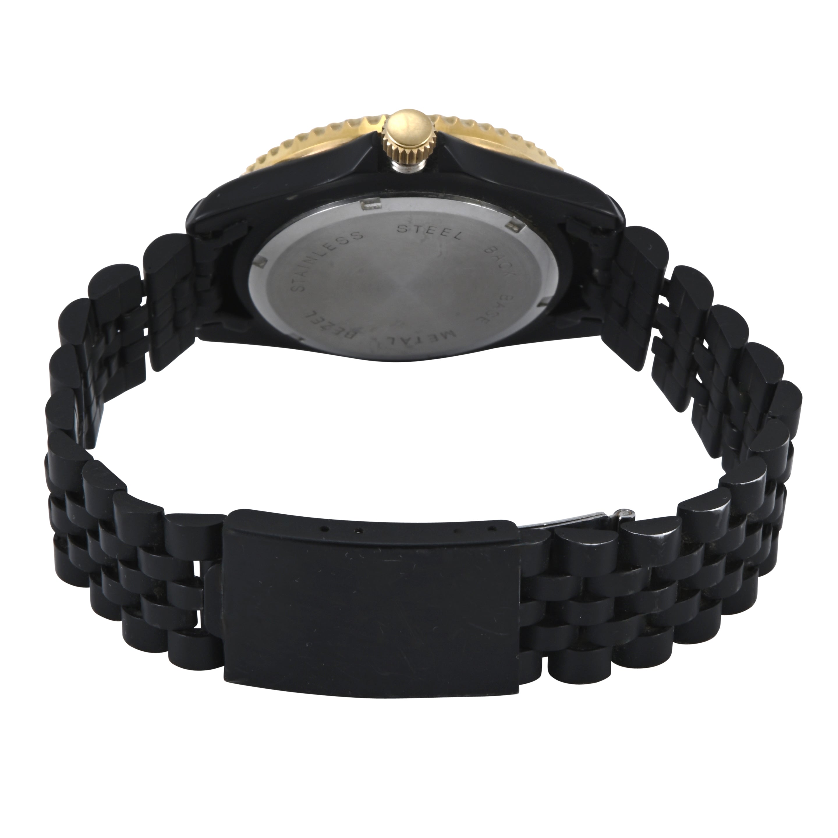 Men's Round 40mm Day-Date Rotating Bezel Watch with Matte Black Bracelet