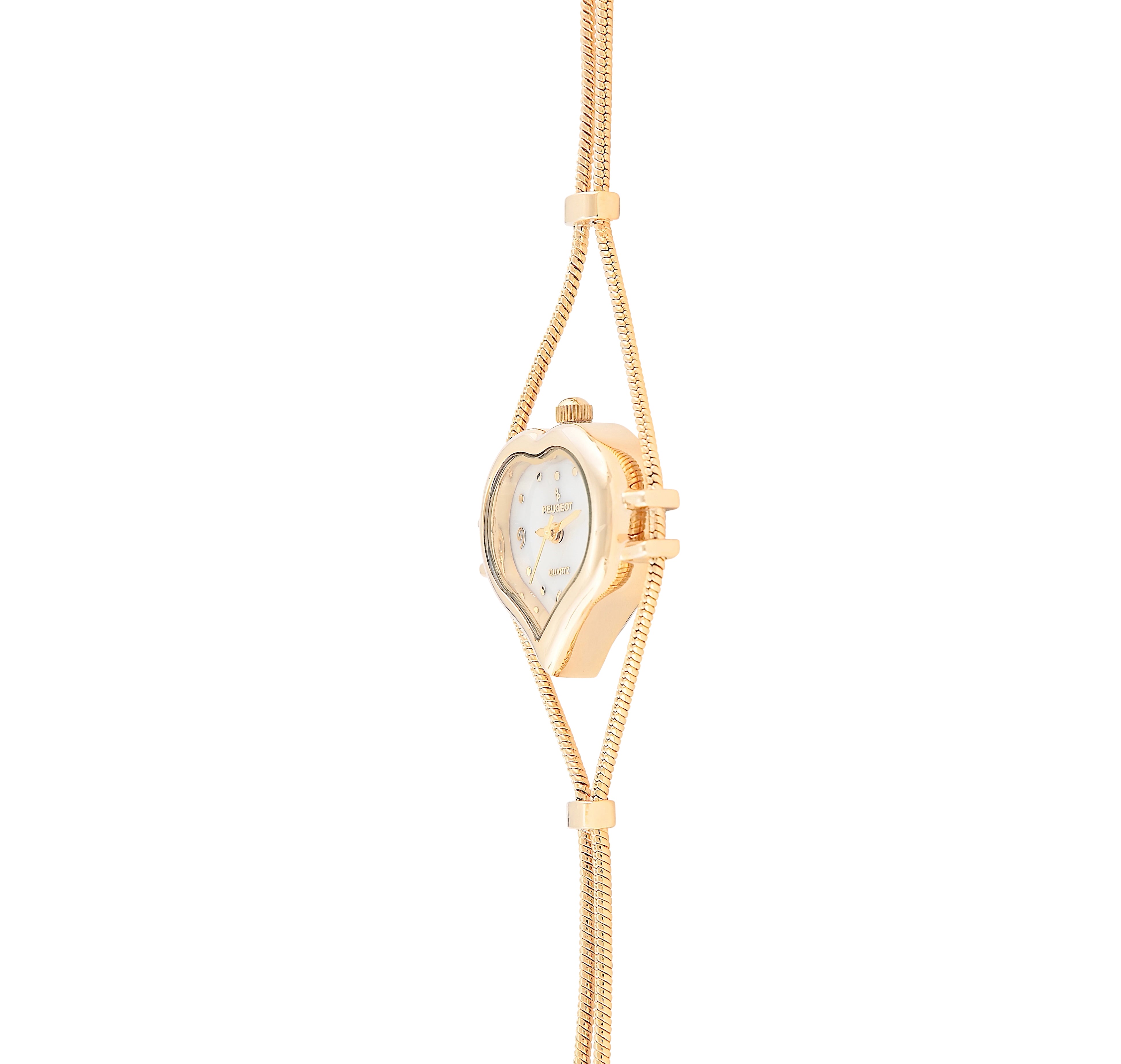 Womens Gold-Tone Heart Shape Wire Watch with Mother of Pearl dial
