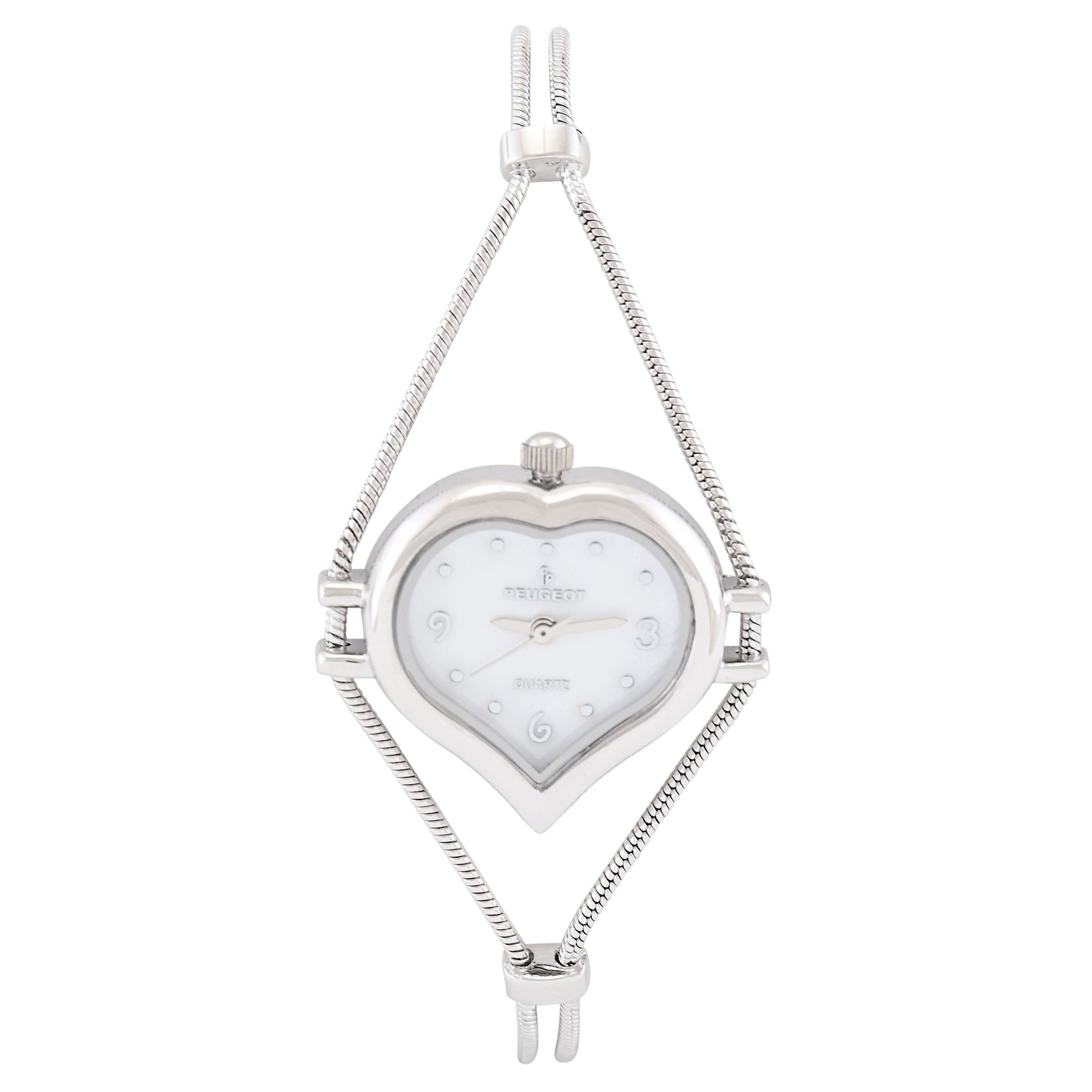 Womens Silver Heart Shape Wire Watch with White dial
