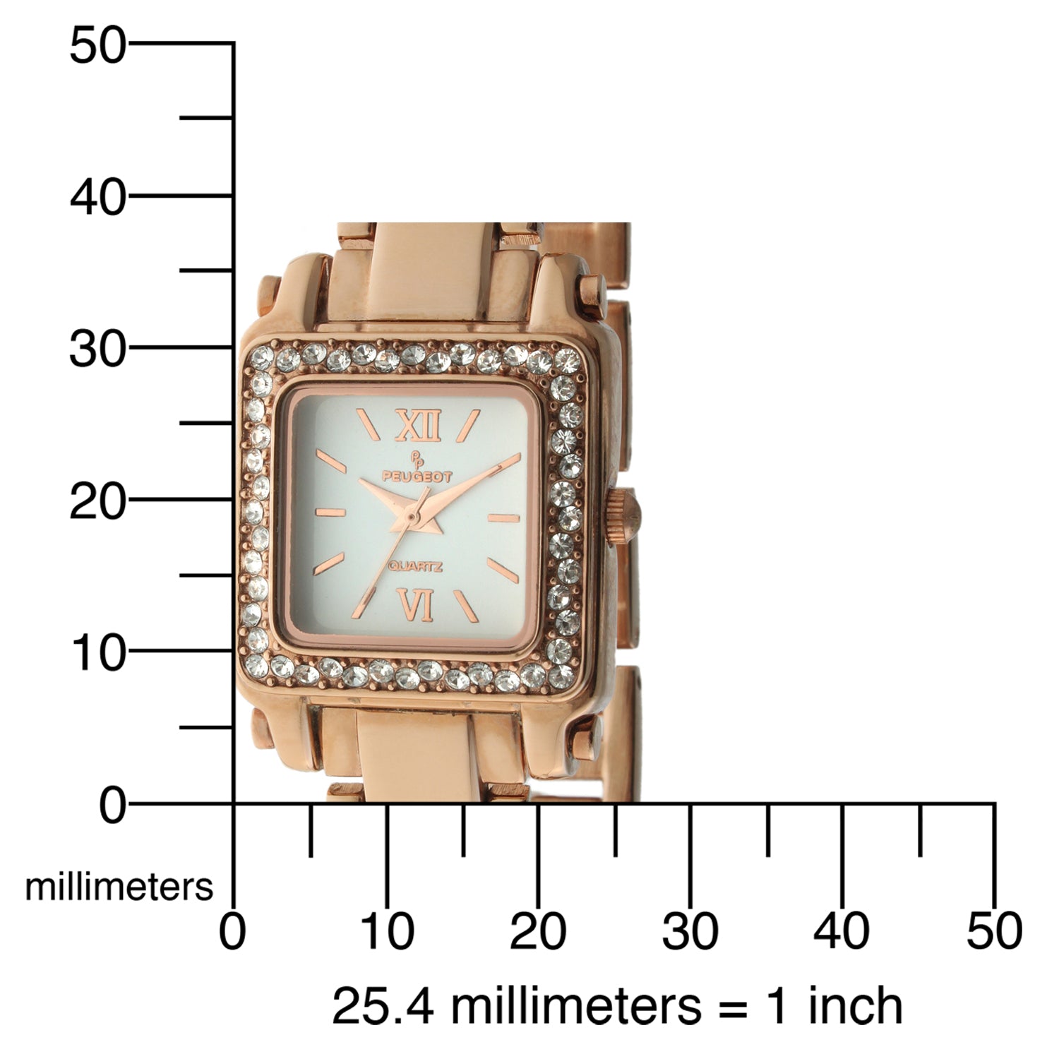 Women's Rose Gold Tank Shape Bracelet Watch - Swarovski Crystal Bezel