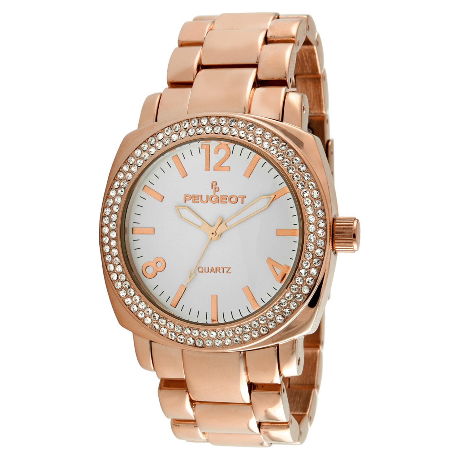 Women's 40mm Rose Gold Boyfriend Bracelet Watch with Crystal Bezel