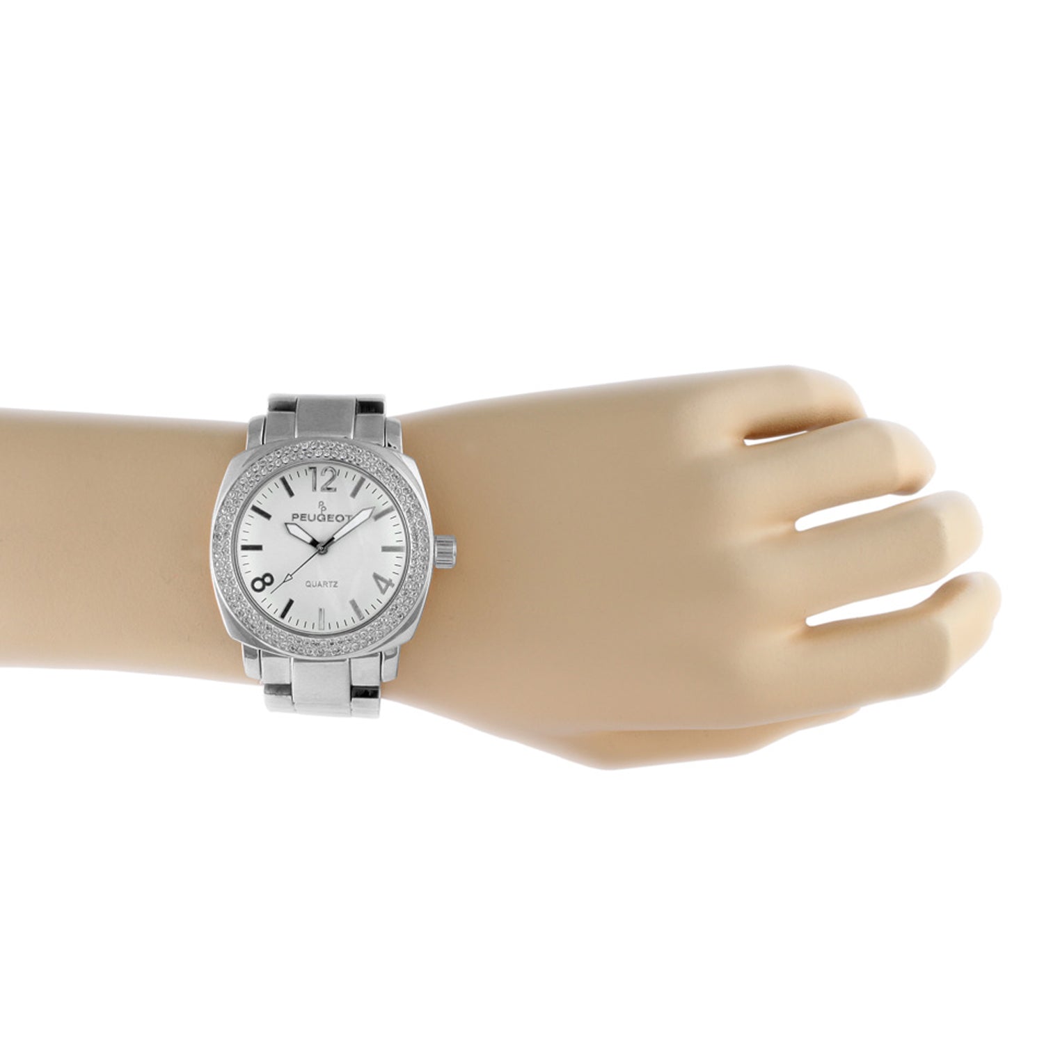 Women's 40mm Silver Boyfriend Bracelet Watch with Crystal Bezel