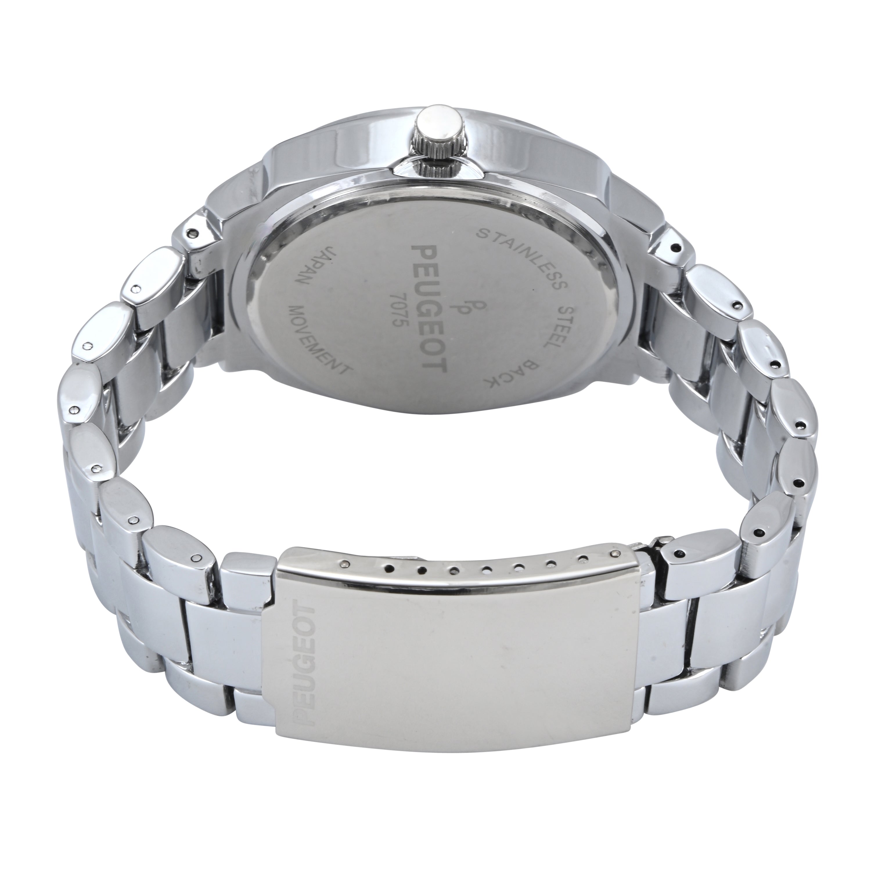 Women's 40mm Silver Boyfriend Bracelet Watch with Blue Dial & Crystal Bezel