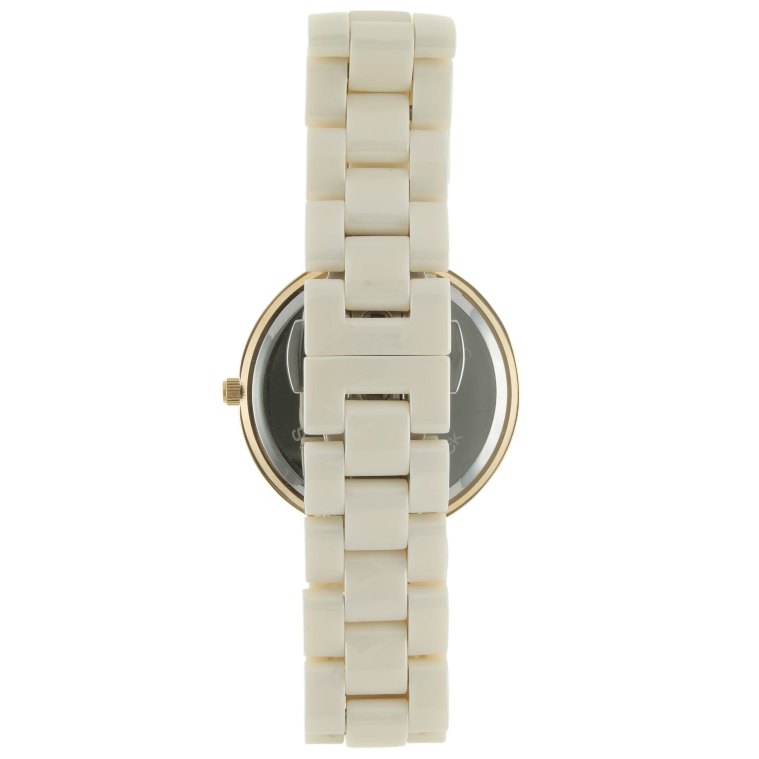 Women's Cream Ceramic Watch 35mm Crystal Bezel