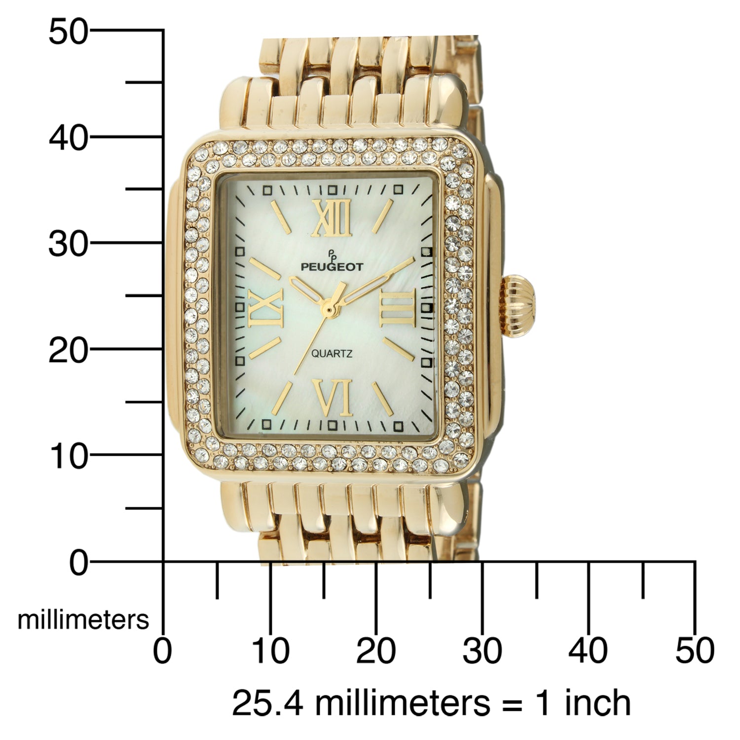 Women's 38X30mm Gold Tank Bracelet Watch Panther Link Bracelet