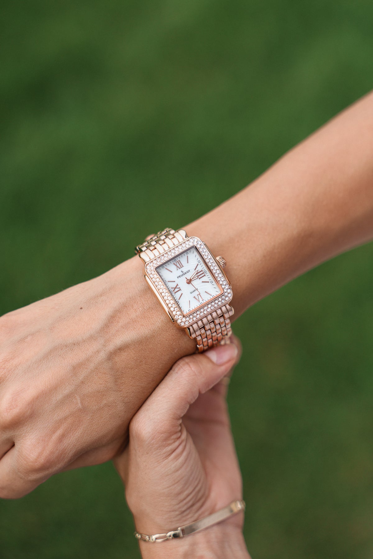 Women's 36X30mm Rose Gold Tank Bracelet Watch Panther Link Bracelet