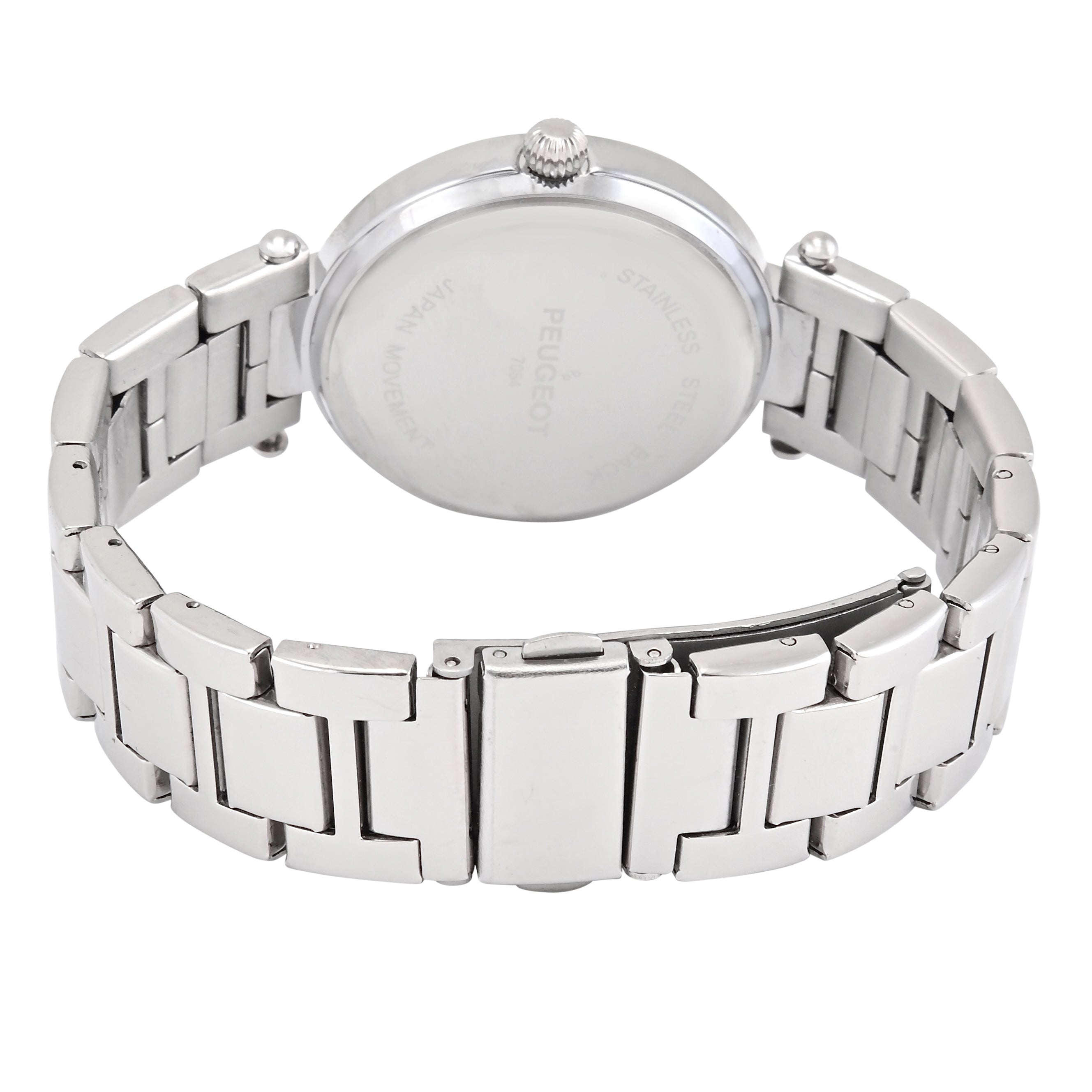 Women 38mm Silver Bracelet Watch Black Dial With Crystal Bezel