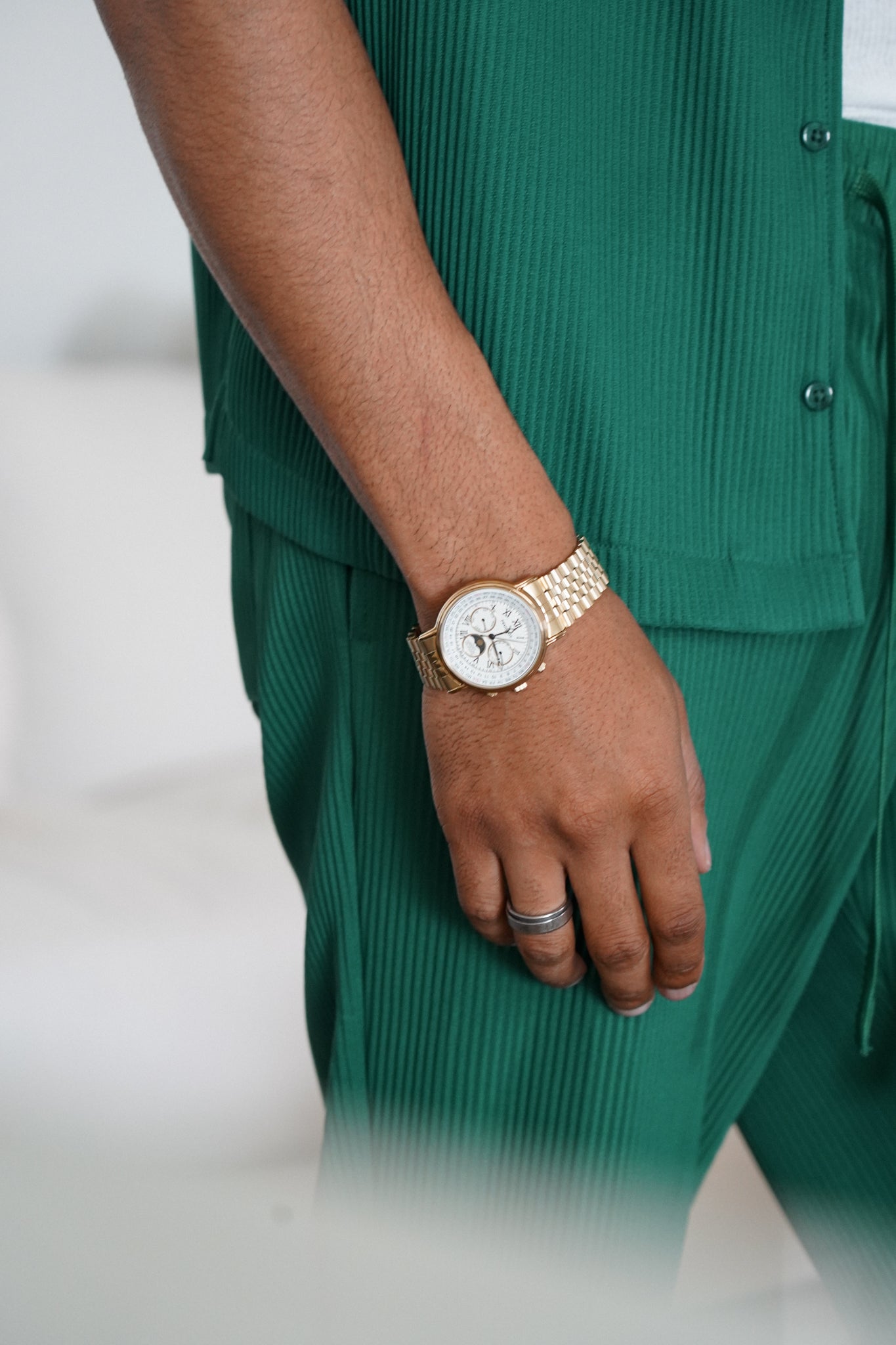 Vintage Multi-Function Bracelet Watch with Perpetual Calendar and Moon Phase