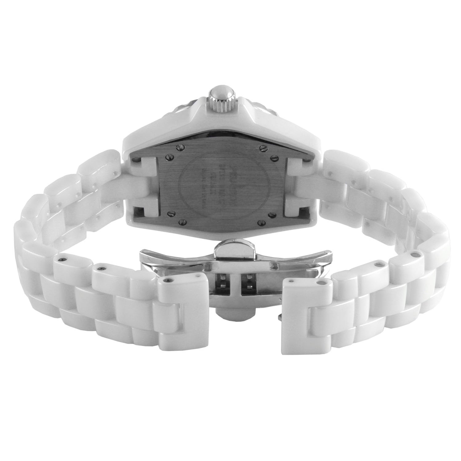 Women's 36mm White Genuine Ceramic Watch with Sport Bezel