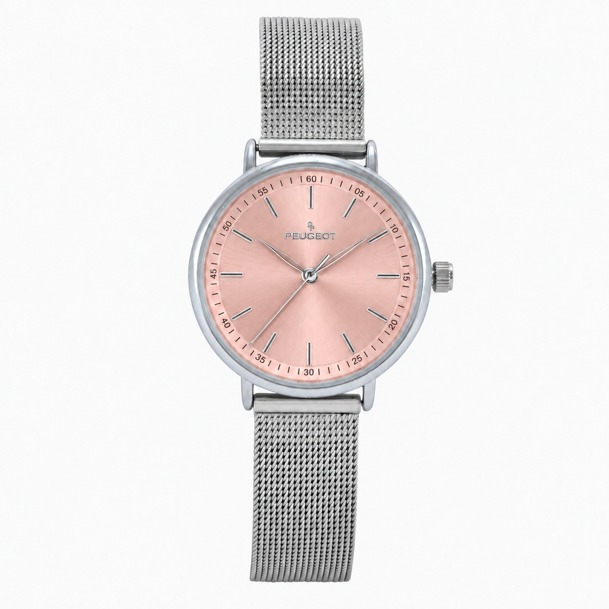 Women's 30mm Pink Sleek Stainless Steel Mesh Band Watch