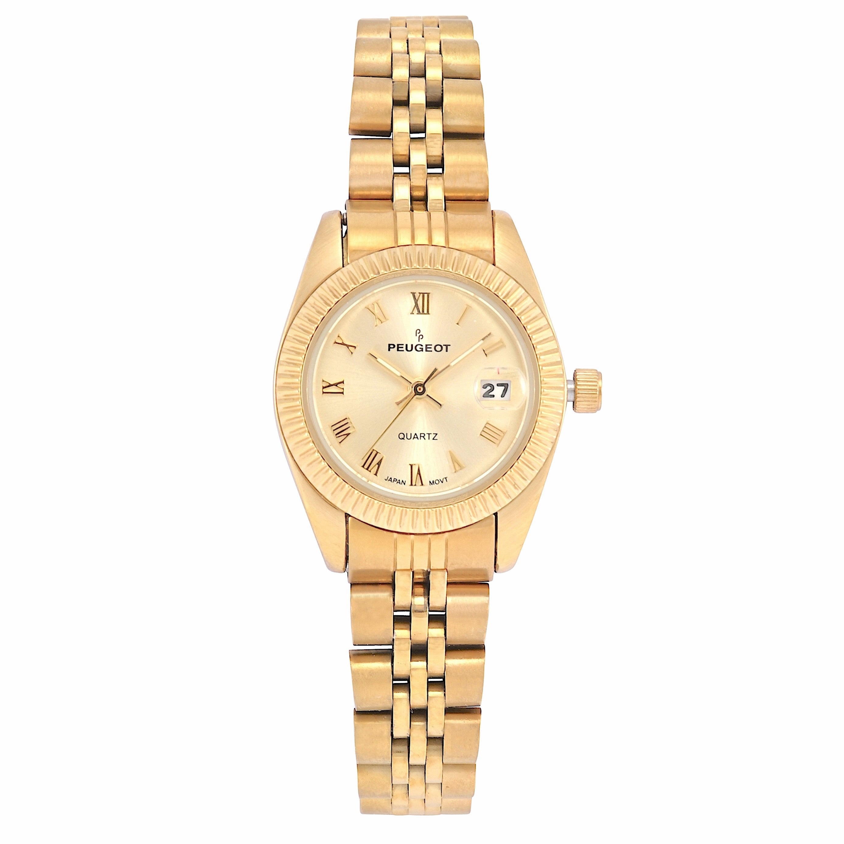 Women's All-Gold 26mm Fluted Bezel Steel Bracelet Watch