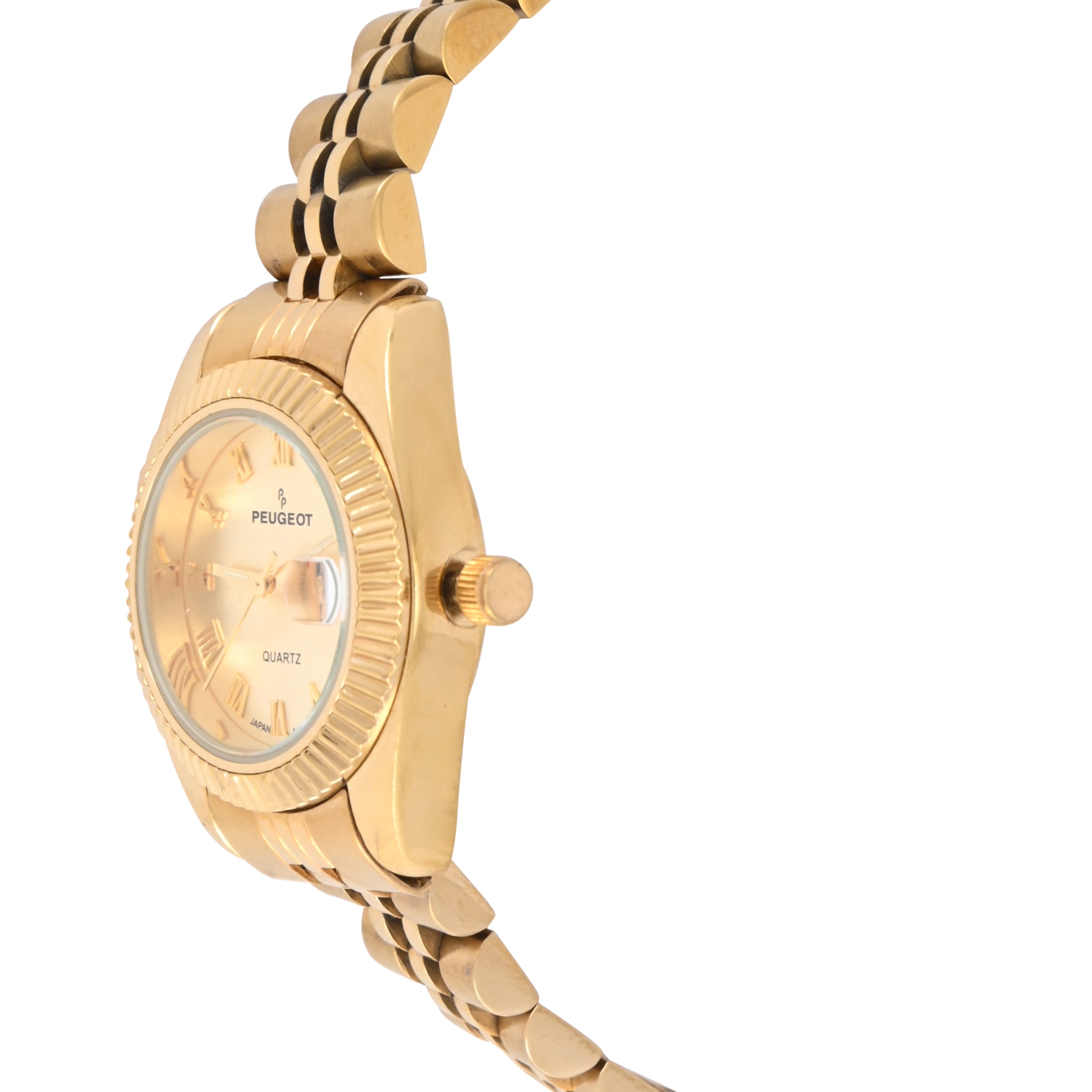 Women's All-Gold 26mm Fluted Bezel Steel Bracelet Watch