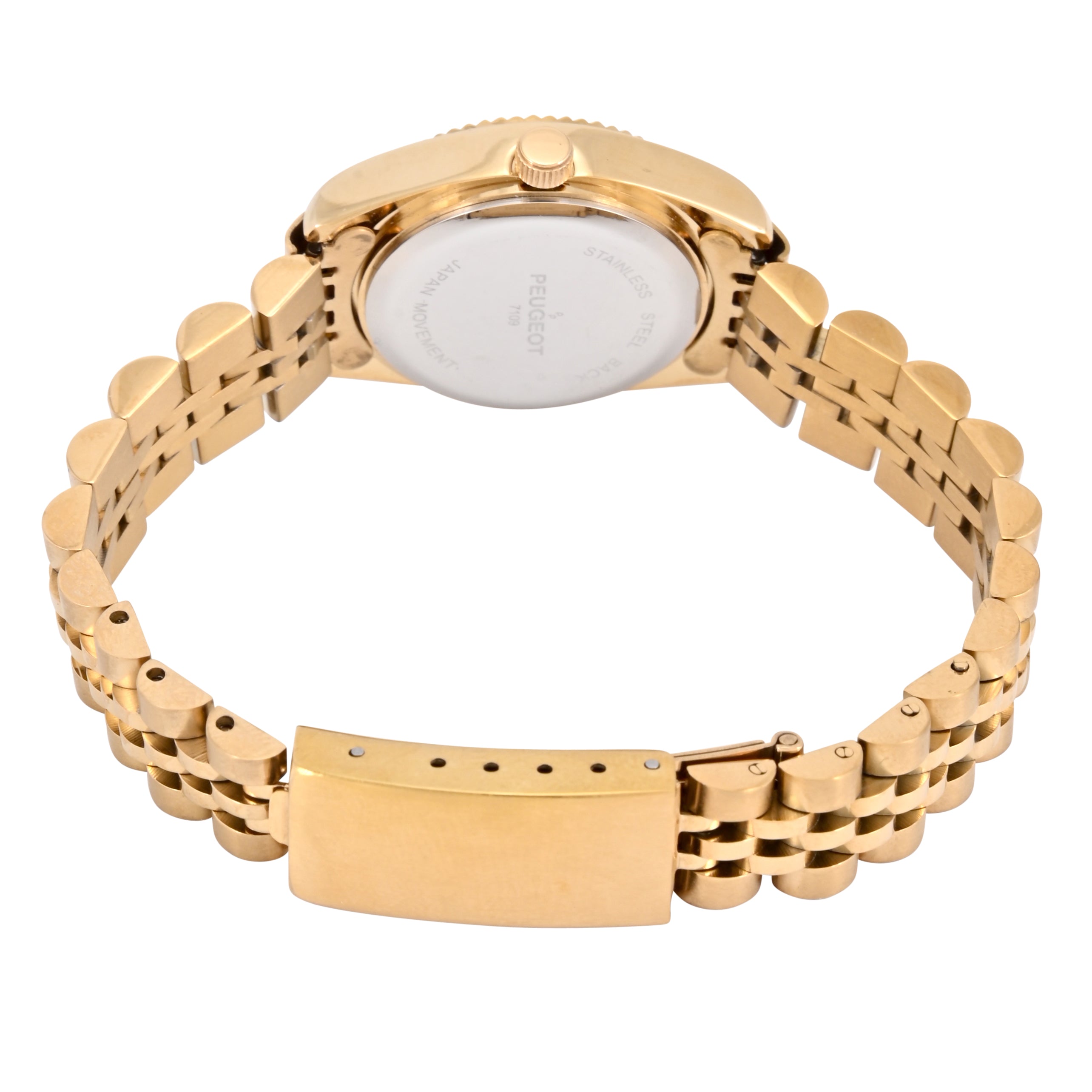 Women's Gold-Tone 26mm Fluted Bezel Steel Bracelet Watch with Green Dial