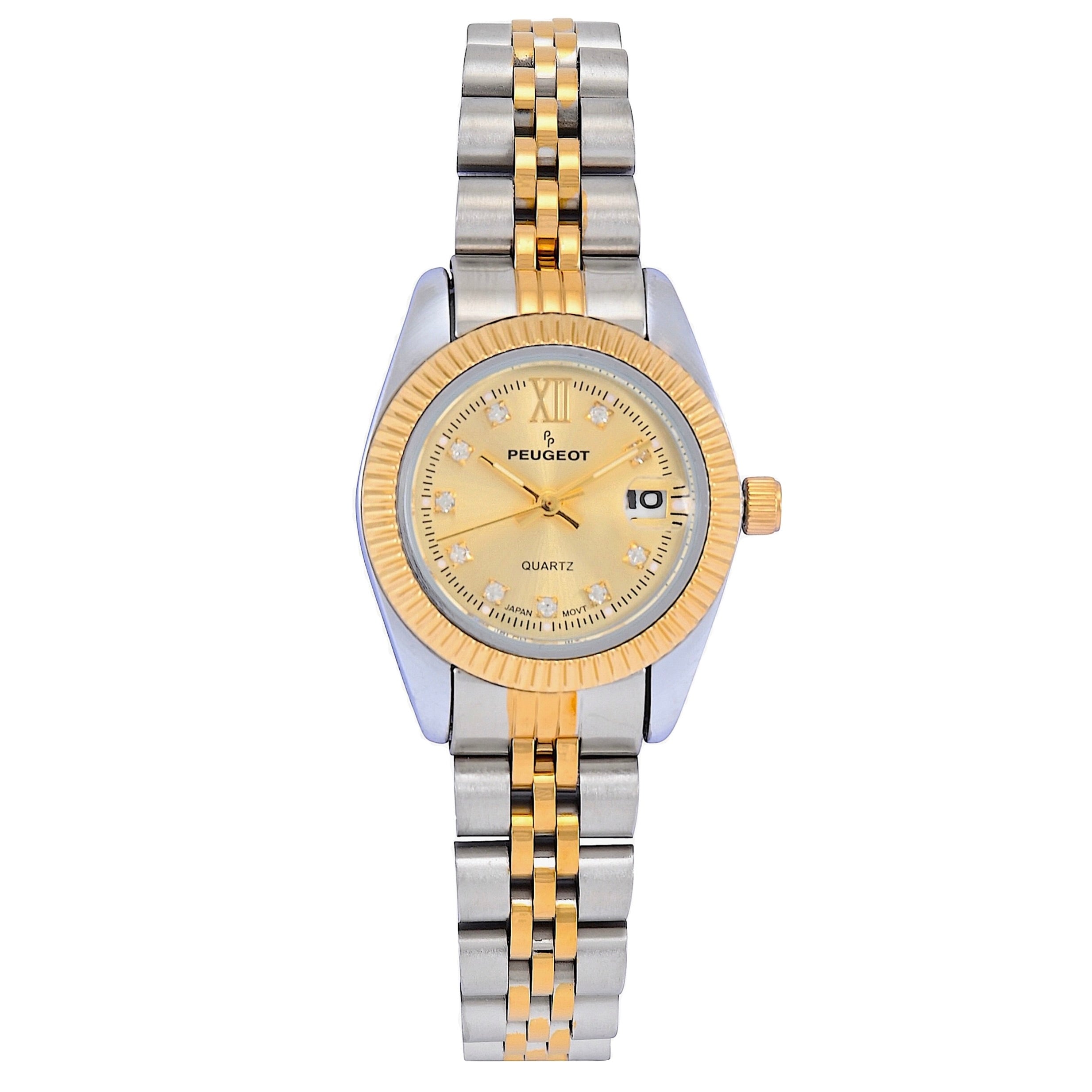 Women's Gold 26mm Fluted Bezel Steel Bracelet Watch