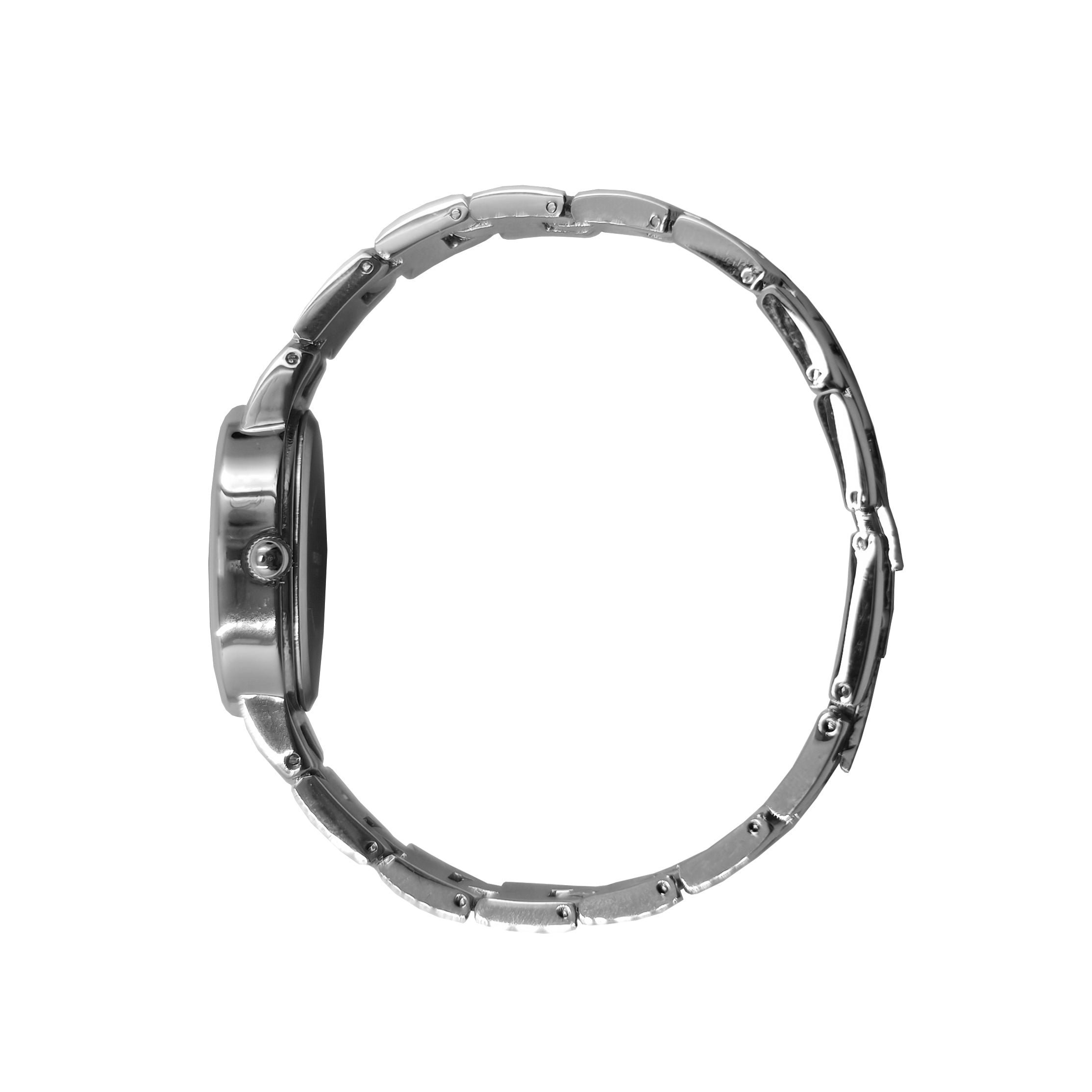 Women's Silver 30x25mm Sun Moon Blue Dial Link Bracelet Watch