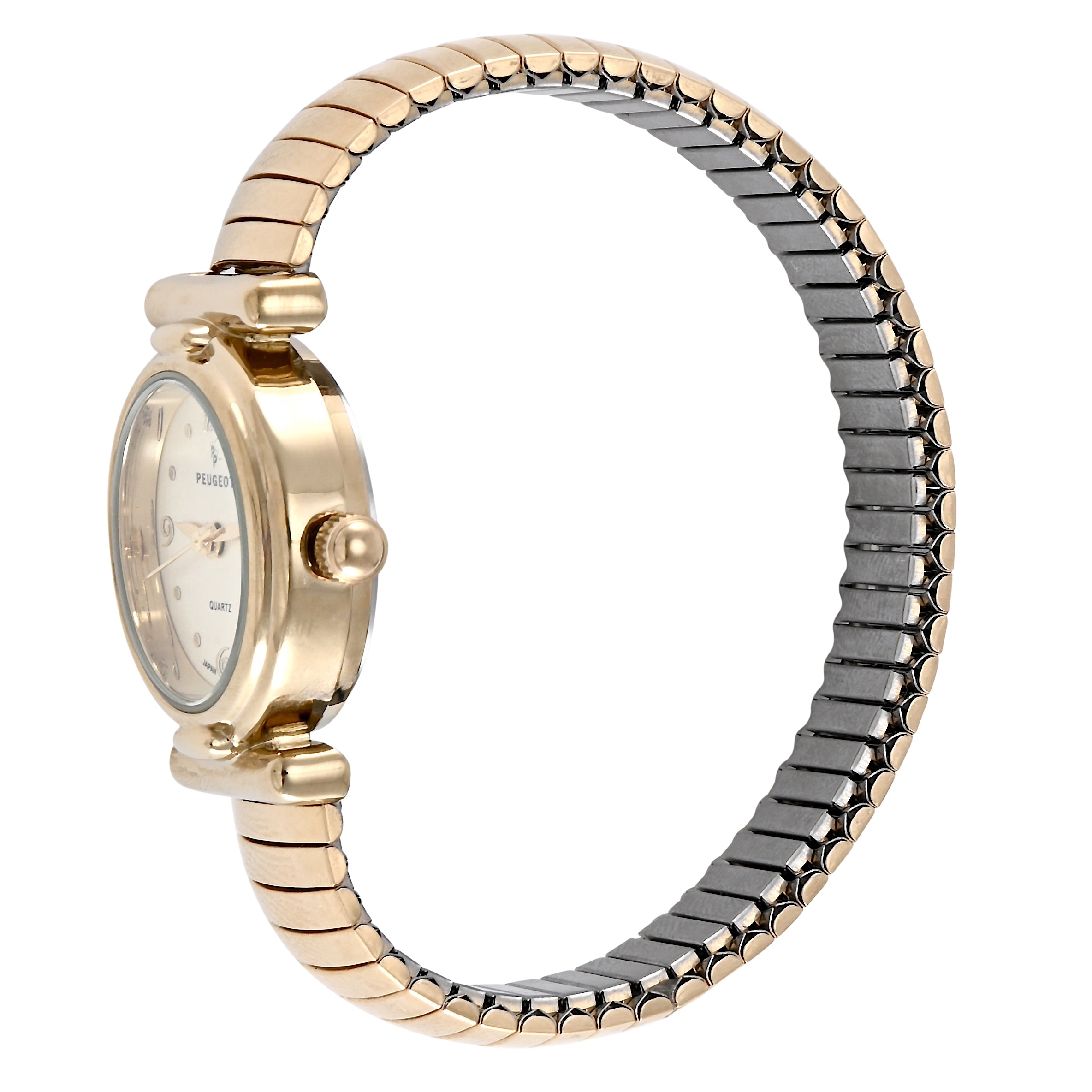 Women's 14K Gold-Plated Round 25mm Easy-Read Expansion Bracelet Watch