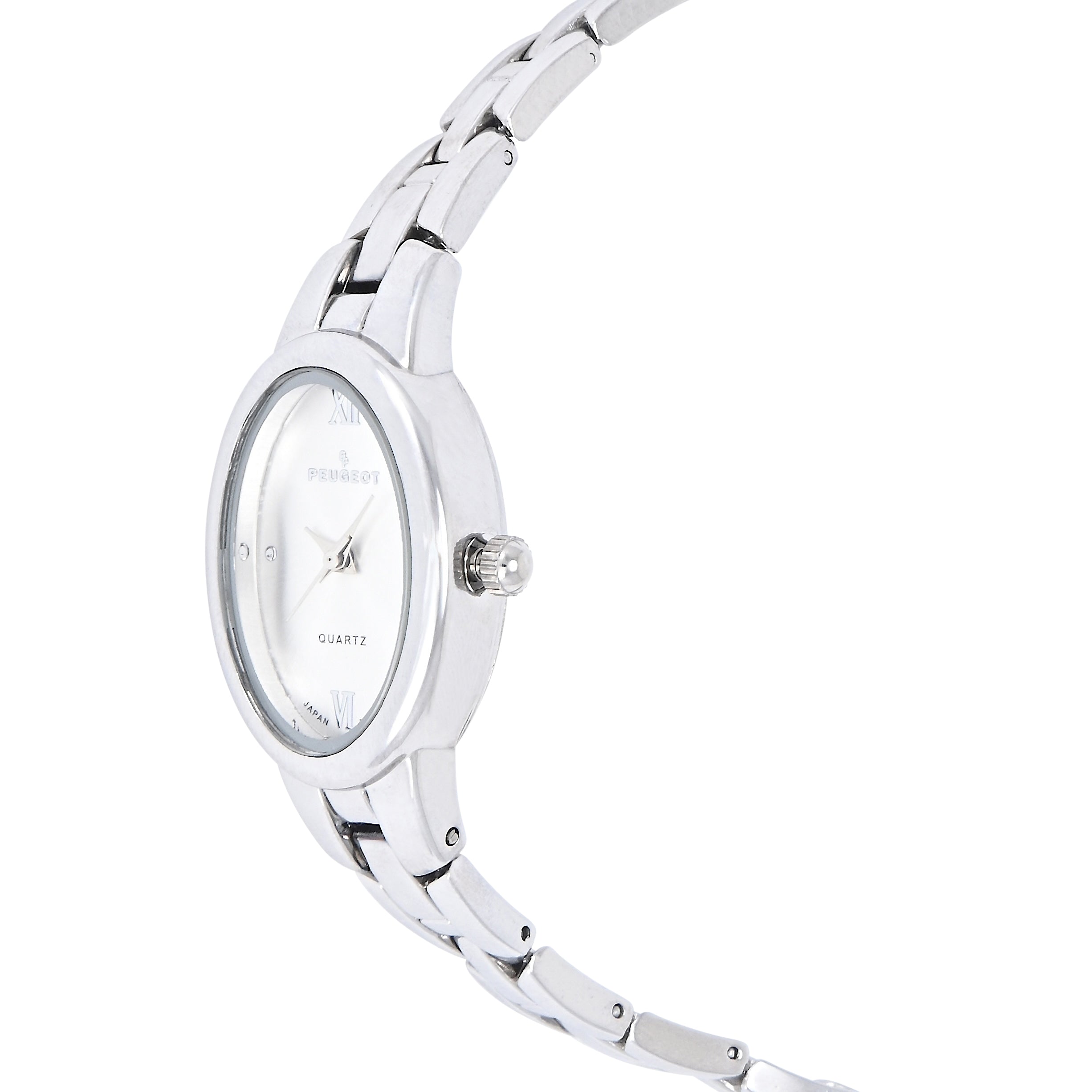 Women's Silver 30x25mm Oval Dial Link Bracelet Watch