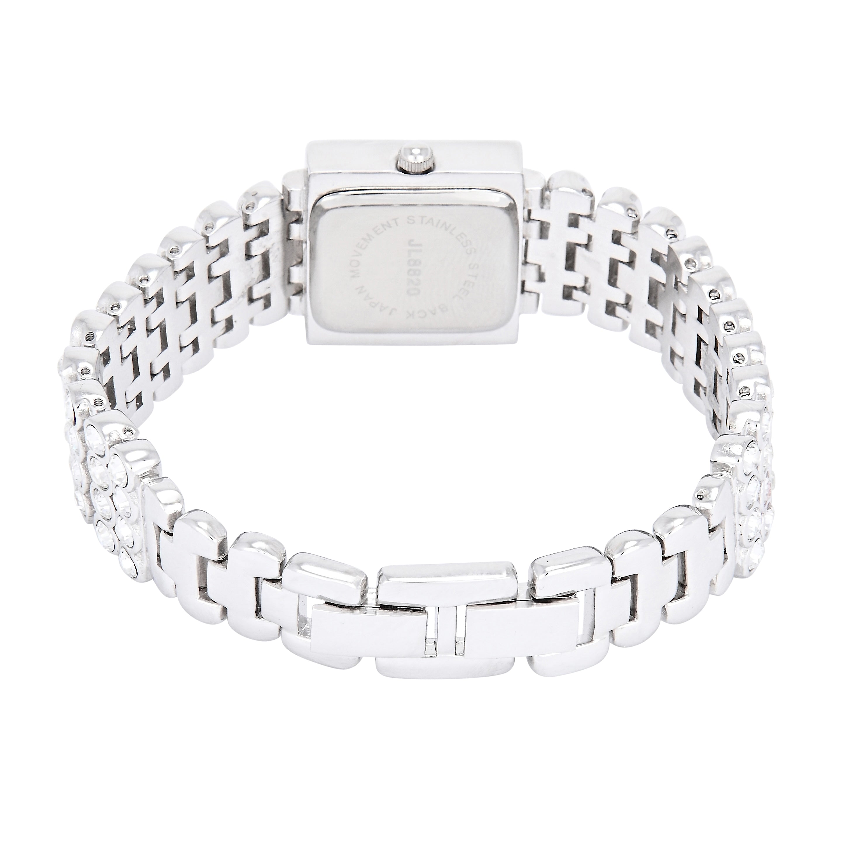 Women's Silver Jeweled Watch with Four Strands of Genuine Swarovski Crystals