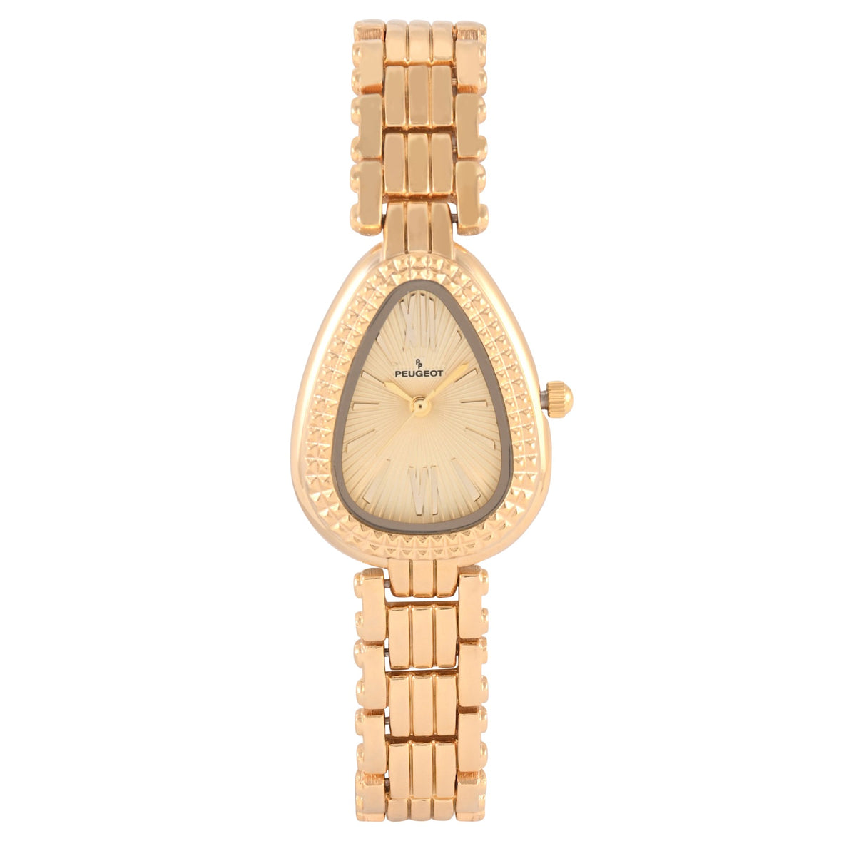 Women's 14K Gold-Plated 25MM Snakehead Bracelet Watch Pyramid Studded Bezel
