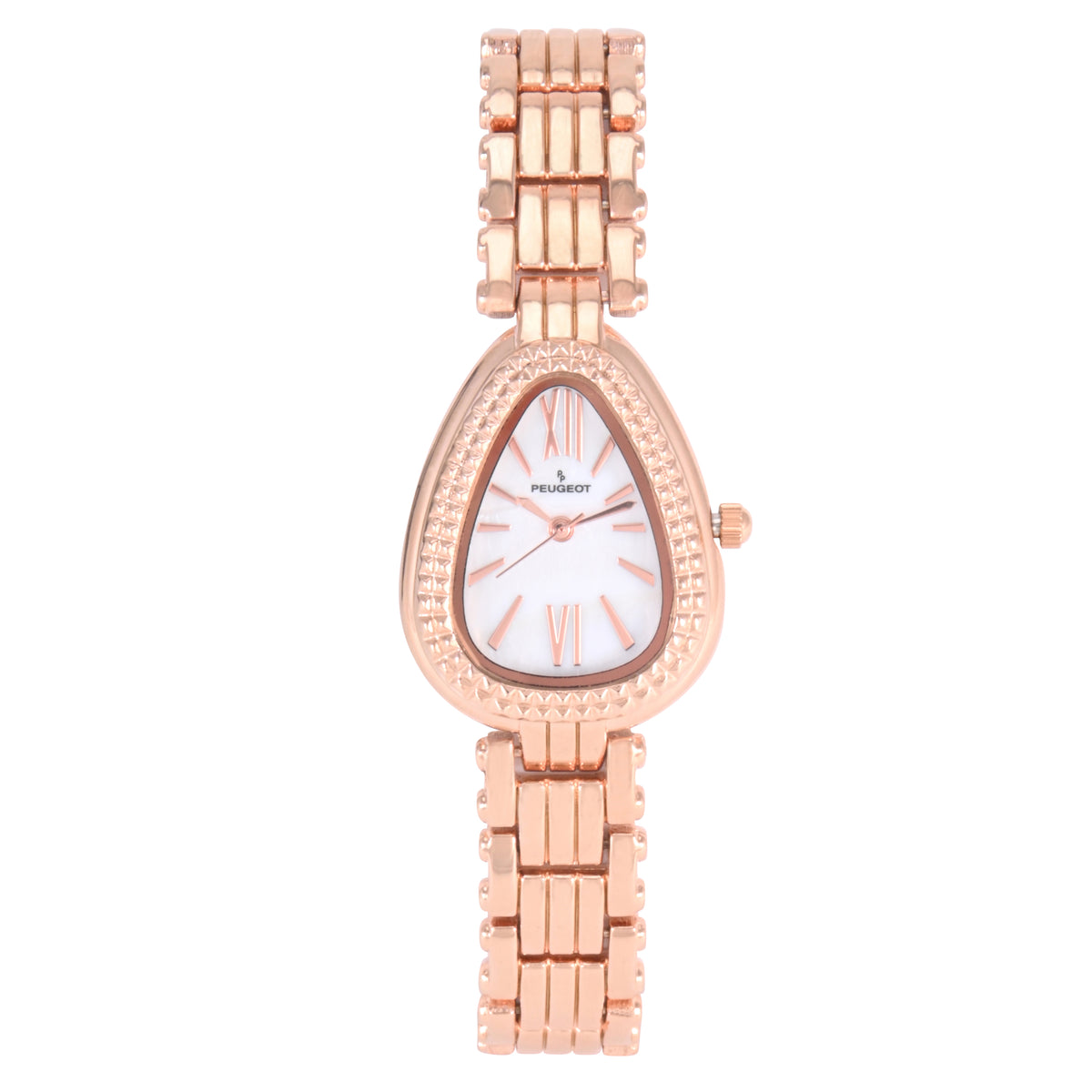 Women's Rose-Gold 25MM Snakehead Bracelet Watch Pyramid Studded Bezel
