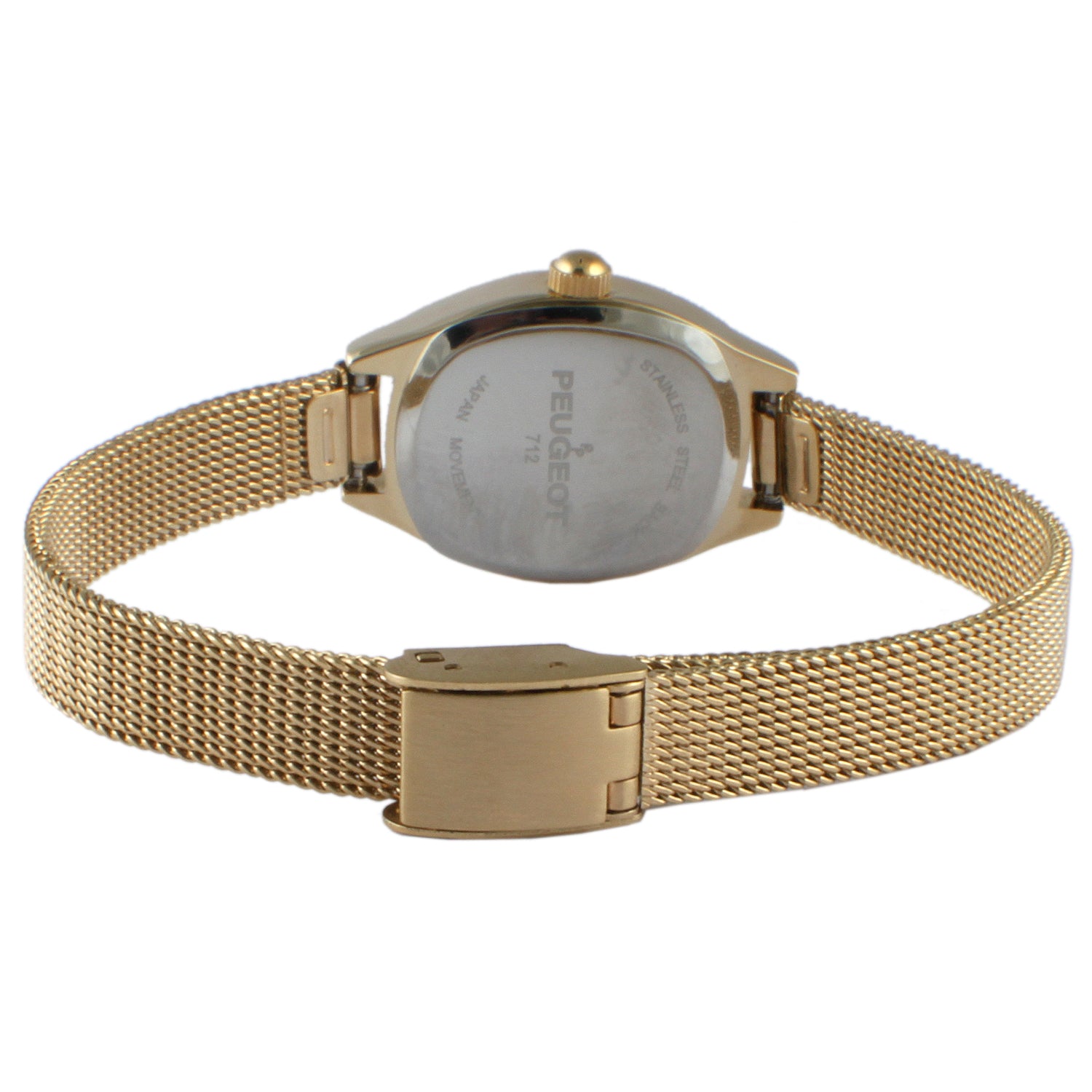 Women Gold Moon Phase Watch 30x20mm Calendar Mesh Bracelet