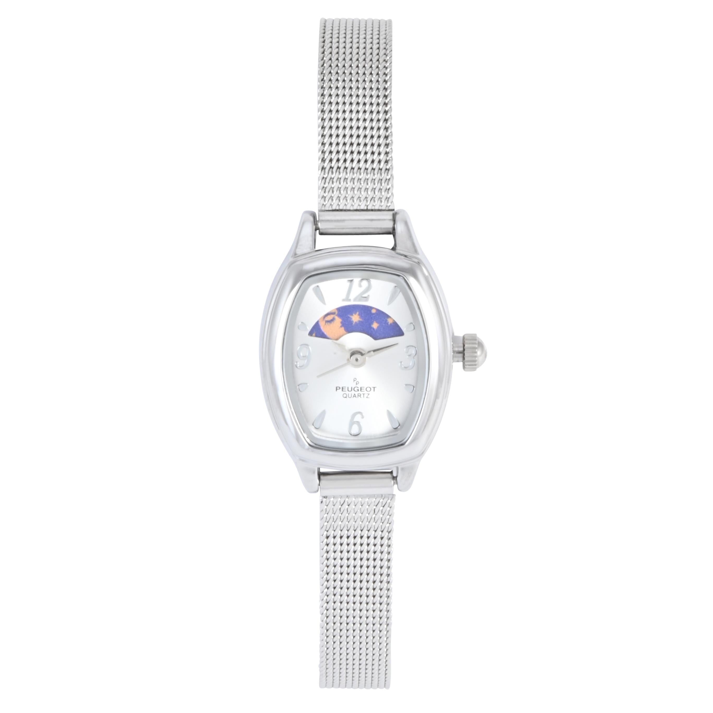 Women's Silver Dial Moon phase Watch 30x20mm Mesh Bracelet