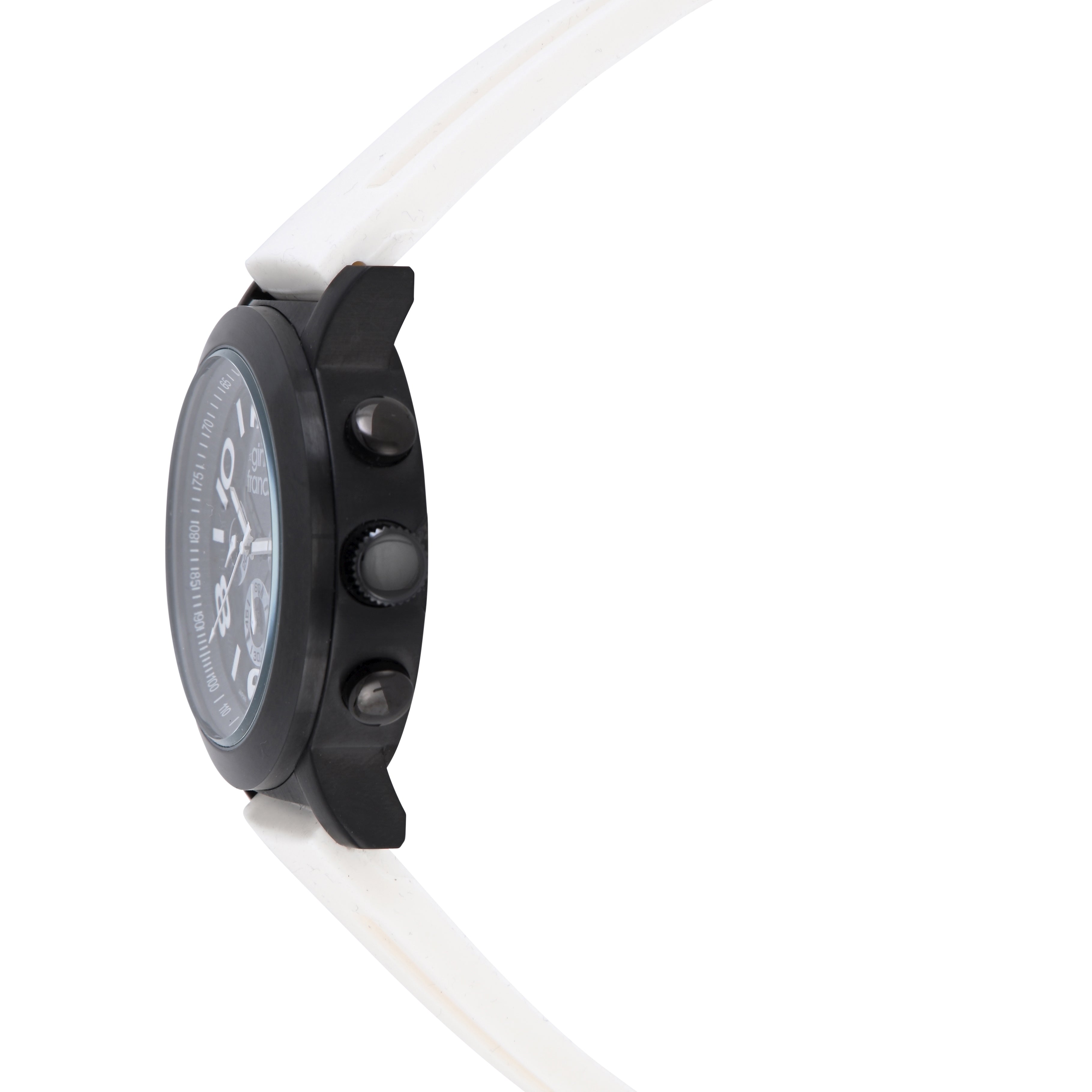 Gino Franco Mens Silicone Rubber White Sport Watch with Chronograph Stopwatch