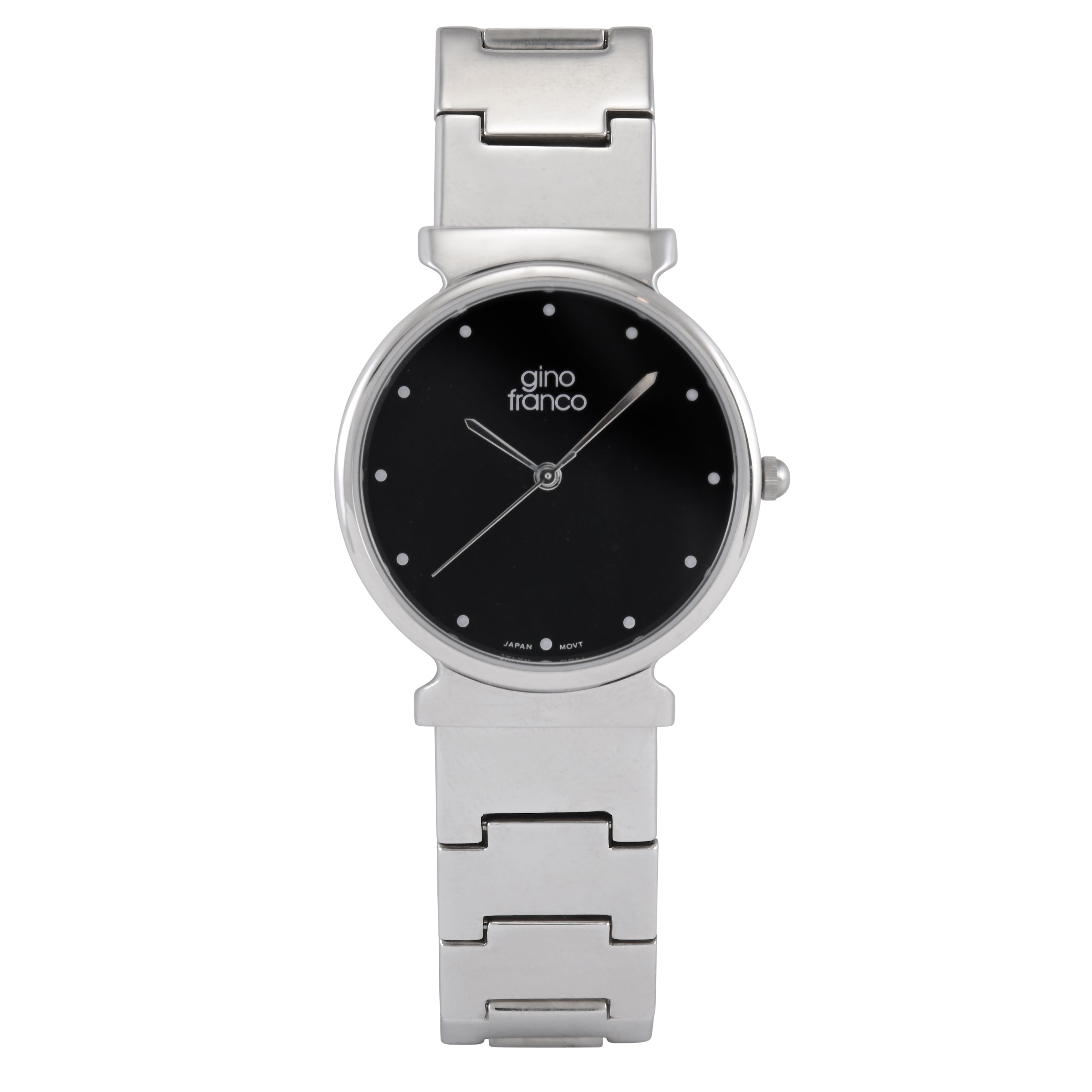 Gino Franco Mens Round 35mm Stainless Steel Black Bracelet Watch