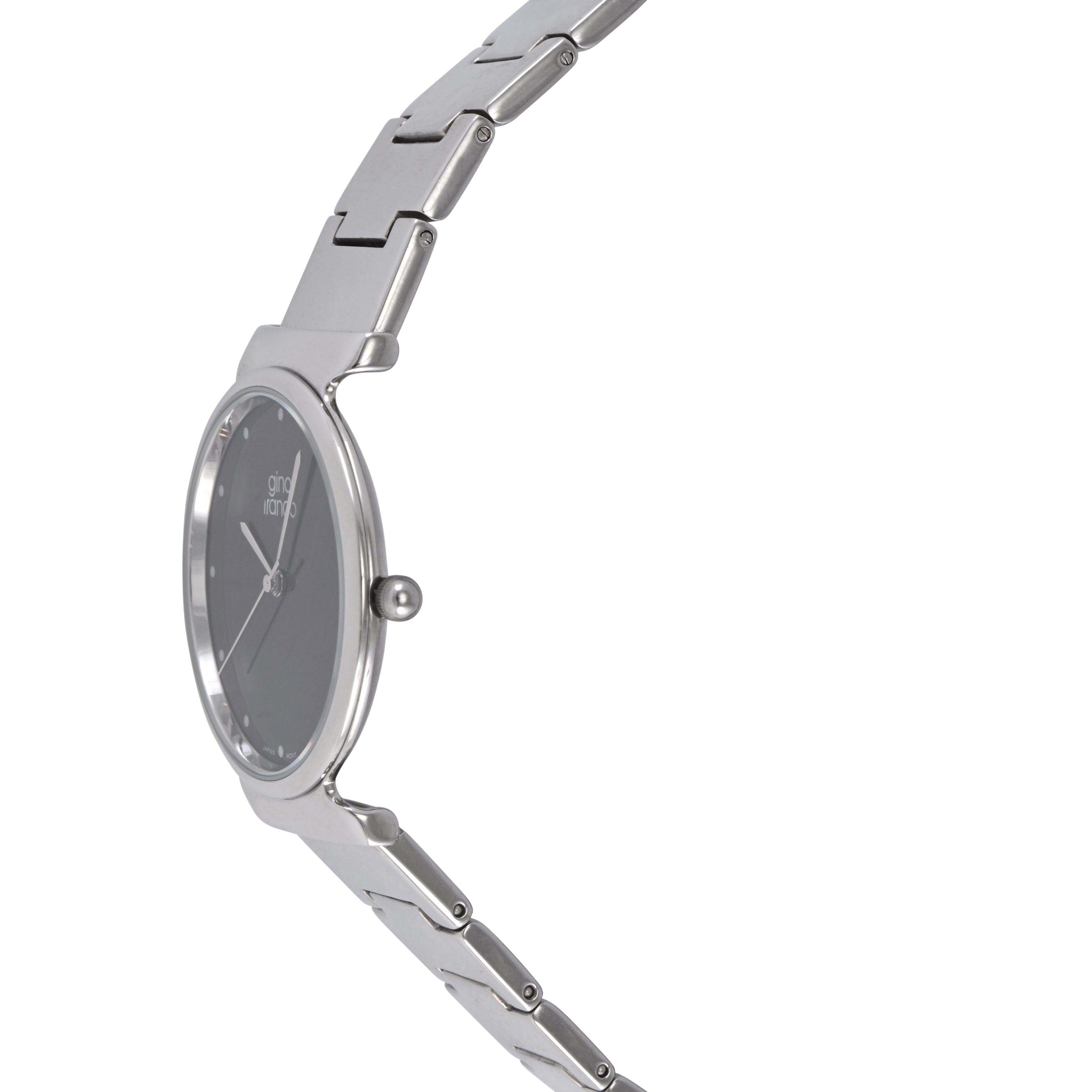 Gino Franco Mens Round 35mm Stainless Steel Black Bracelet Watch