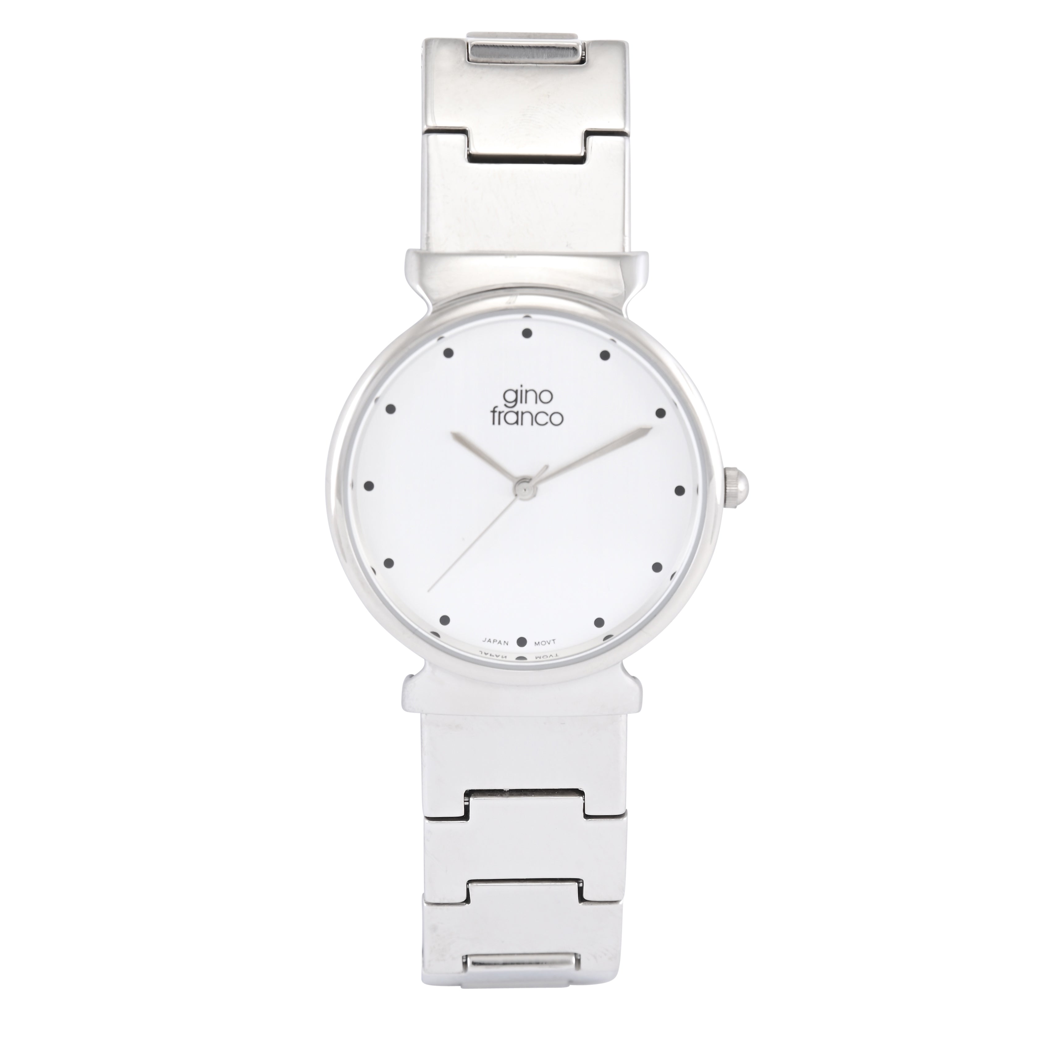 Gino Franco Mens Round 35mm Stainless Steel Silver Bracelet Watch