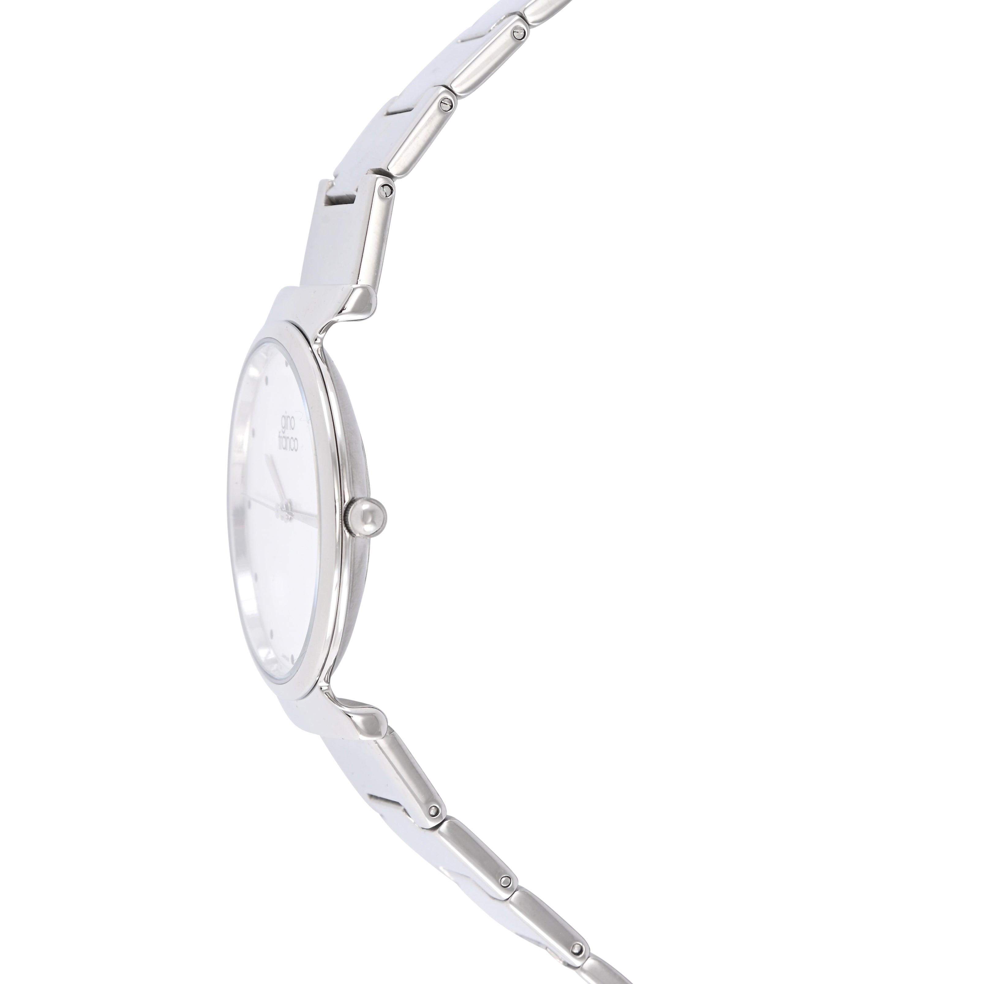 Gino Franco Mens Round 35mm Stainless Steel Silver Bracelet Watch