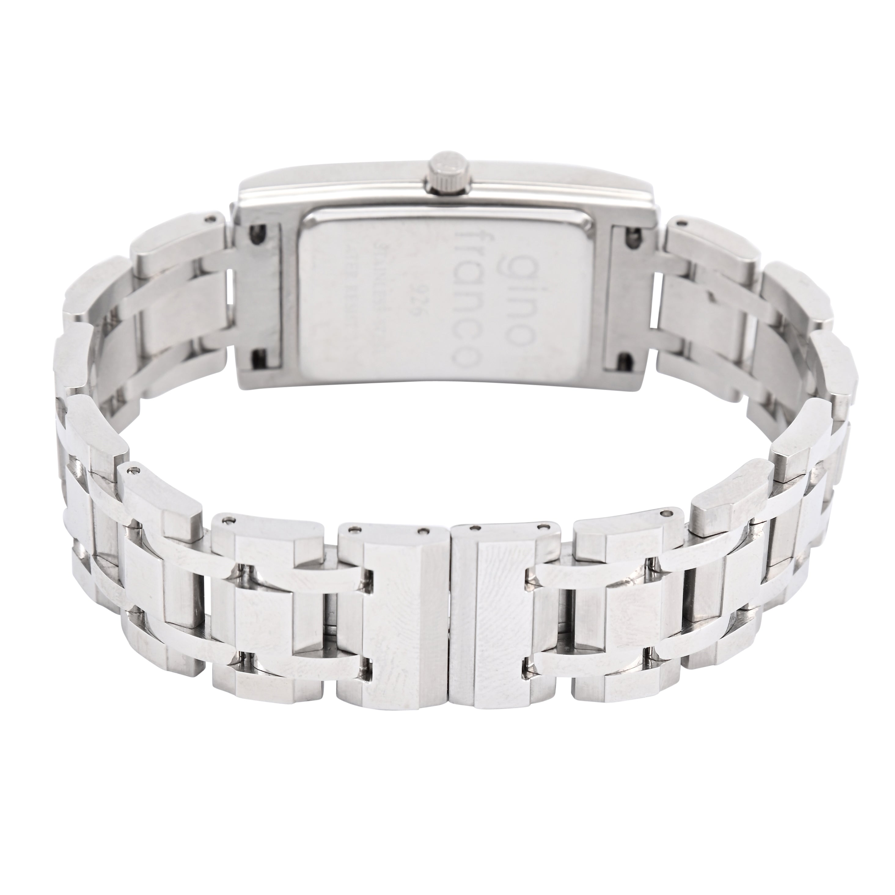 Gino Franco Mens Rectangular 35x25mm Stainless Steel Bracelet Watch - Blue Dial