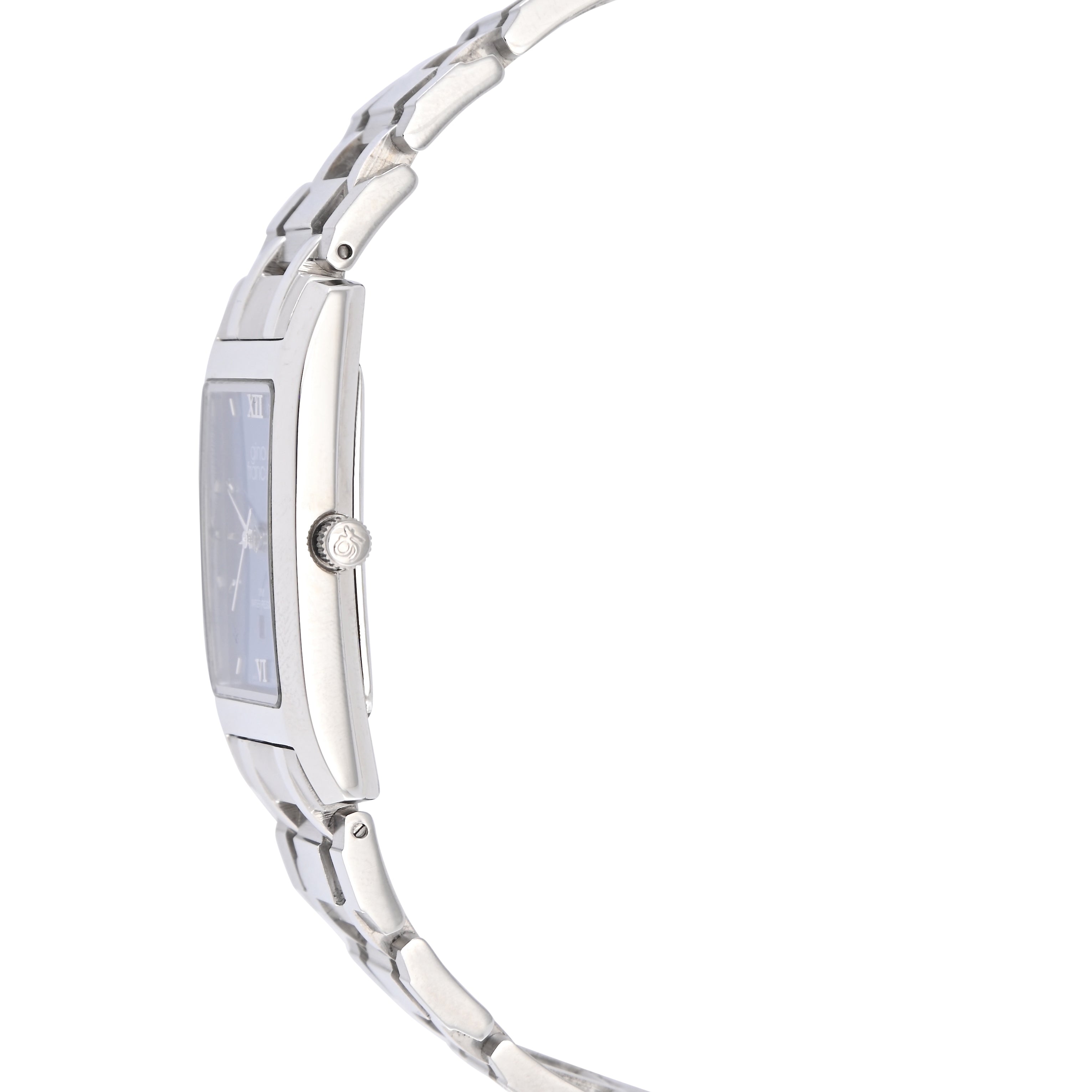 Gino Franco Mens Rectangular 35x25mm Stainless Steel Bracelet Watch - Blue Dial
