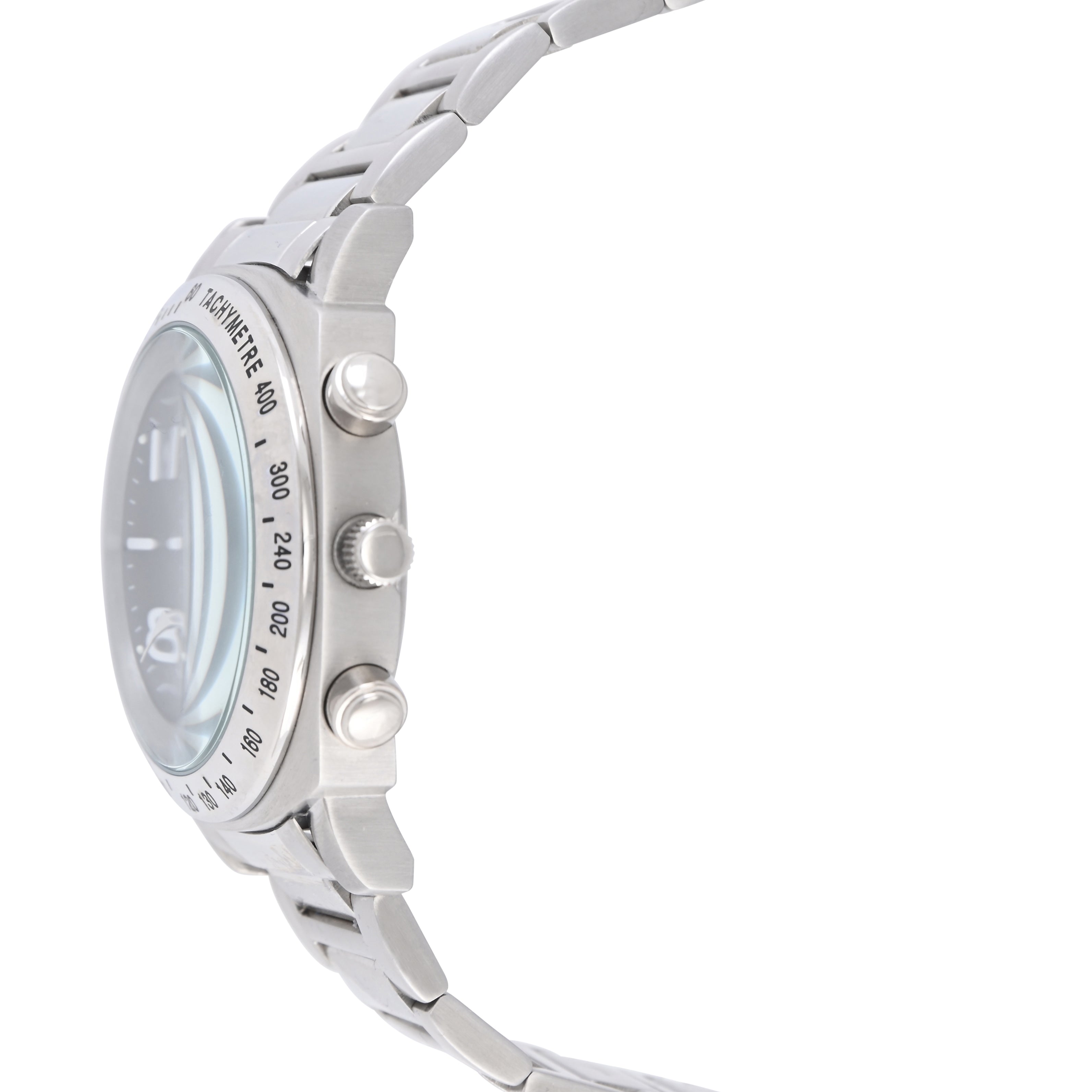 Gino Franco Mens Black Dial Round 45mm Stainless Steel Chronograph Stopwatch