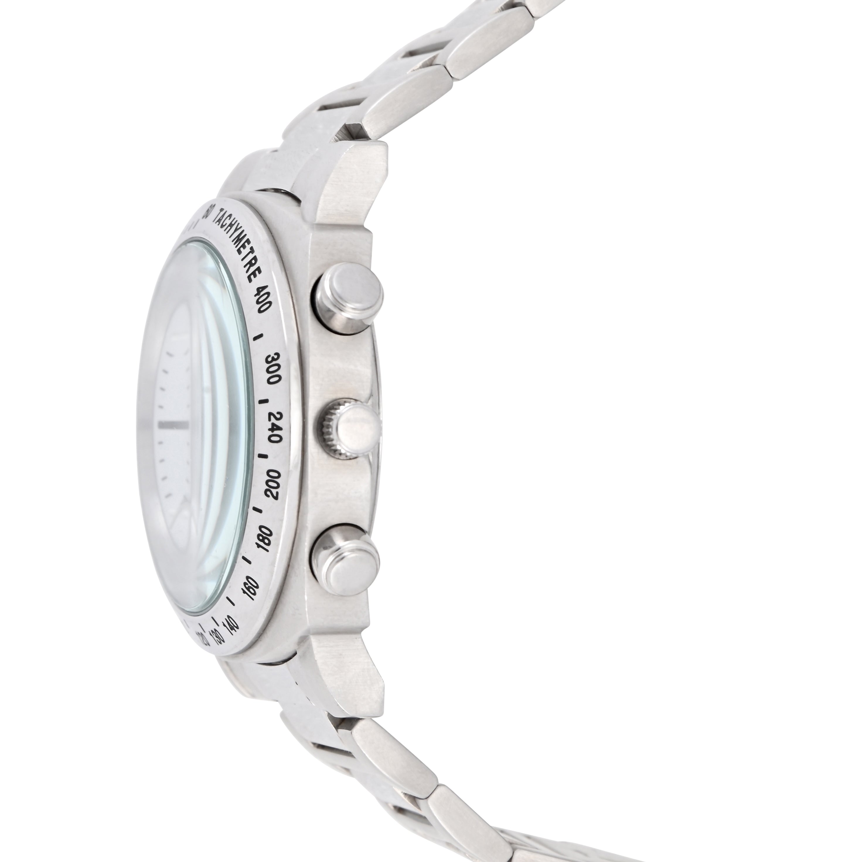 Gino Franco Mens White Dial Round 45mm Stainless Steel Chronograph Stopwatch